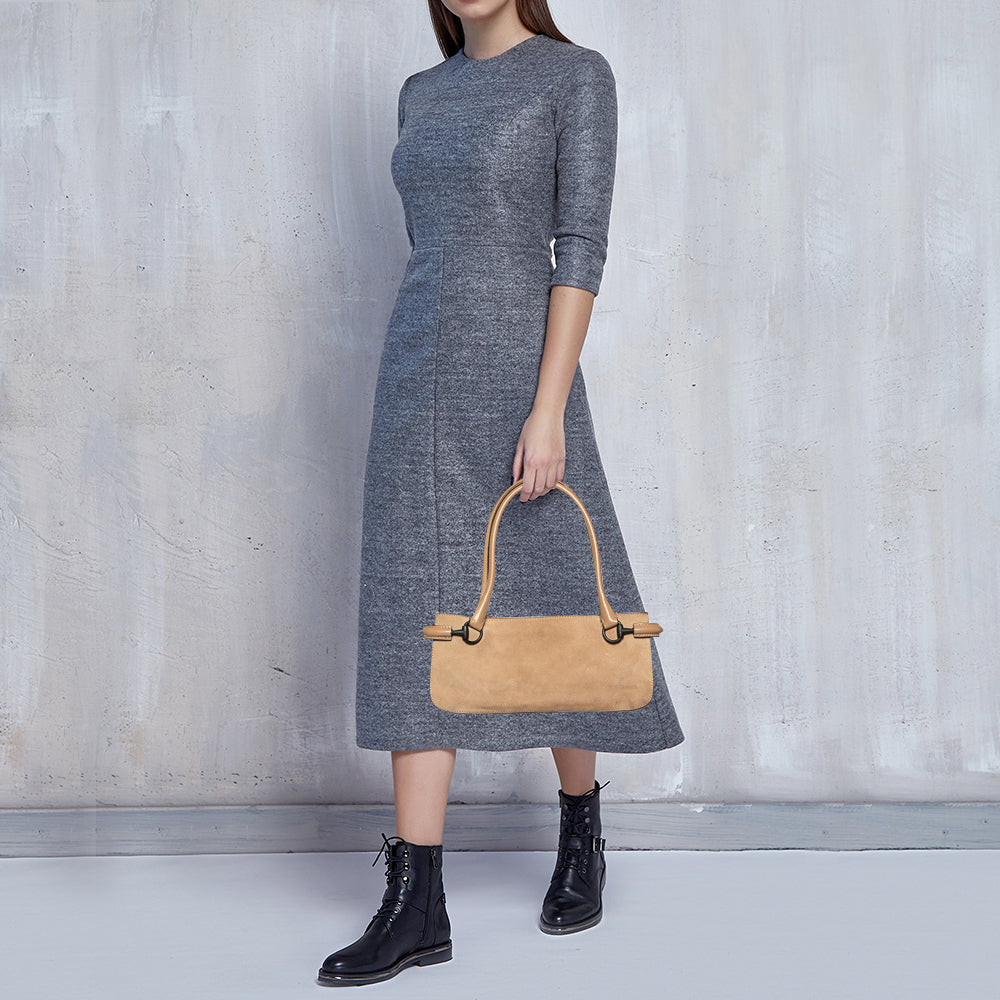 Gucci Beige Leather Canvas Shoulder Bag Style 2