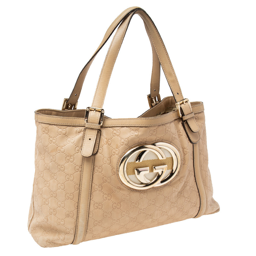 Gucci Guccissima Beige Leather Tote Style 2