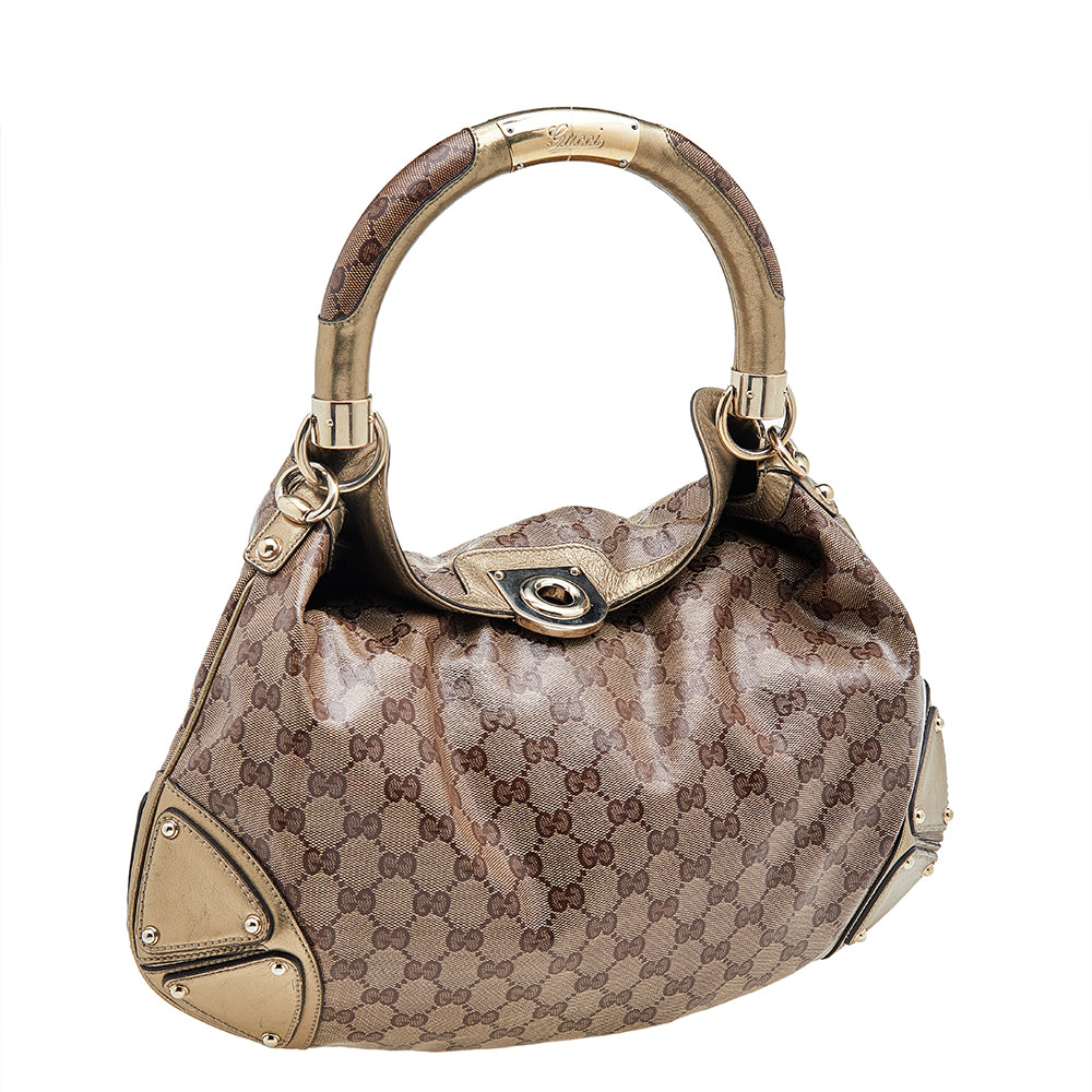 Gucci Leather Canvas Shoulder Bag Style 56