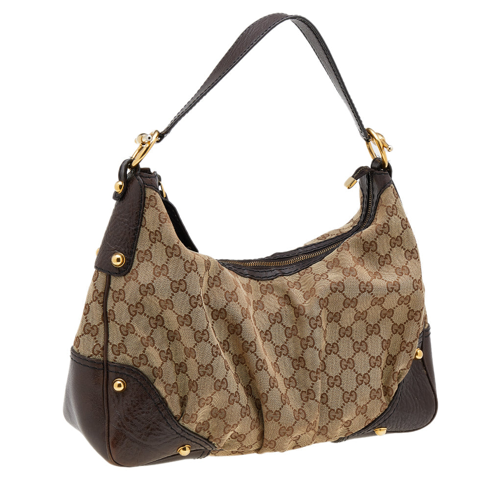 Gucci Lou Leather Canvas Shoulder Bag