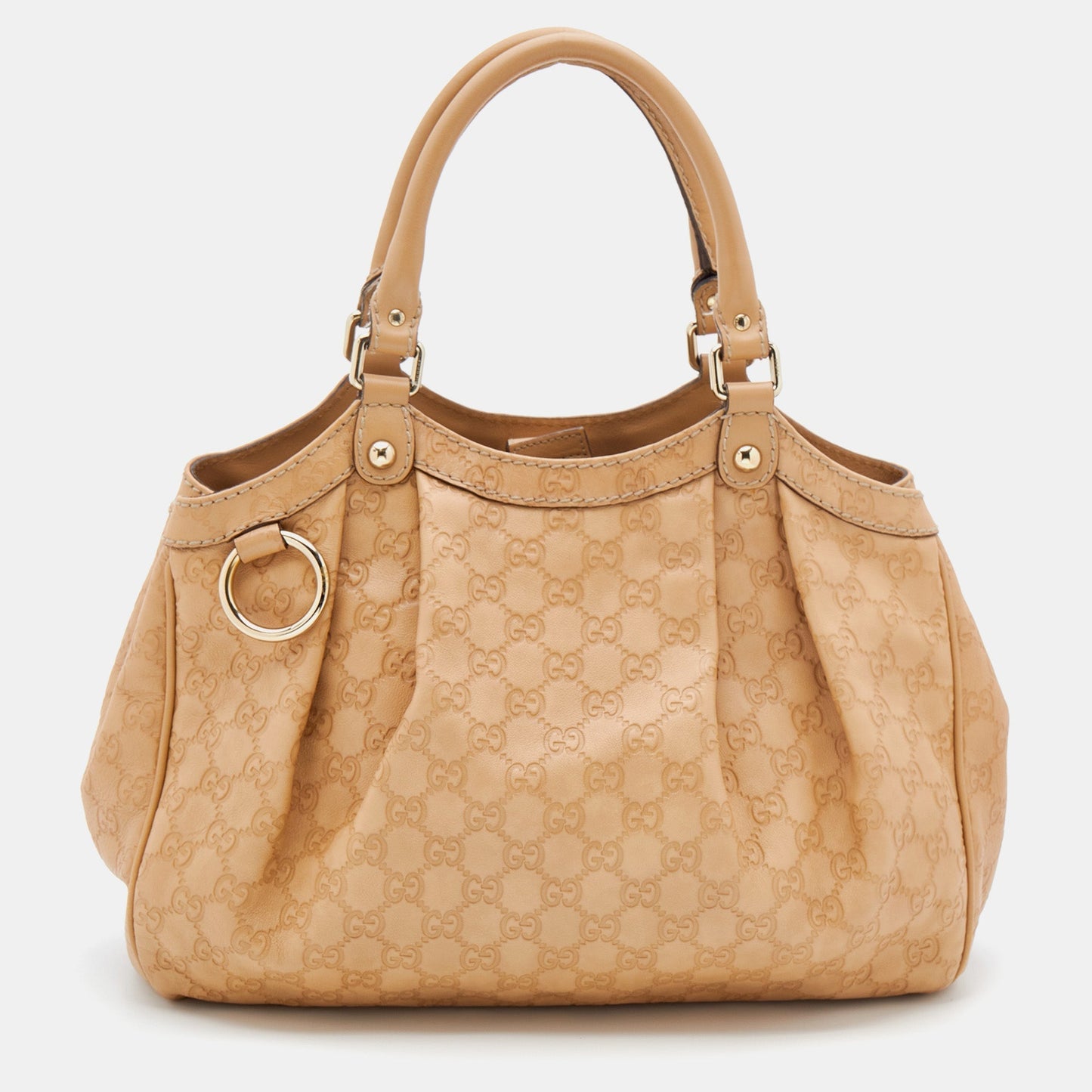 Gucci Guccissima Beige Leather Canvas Tote