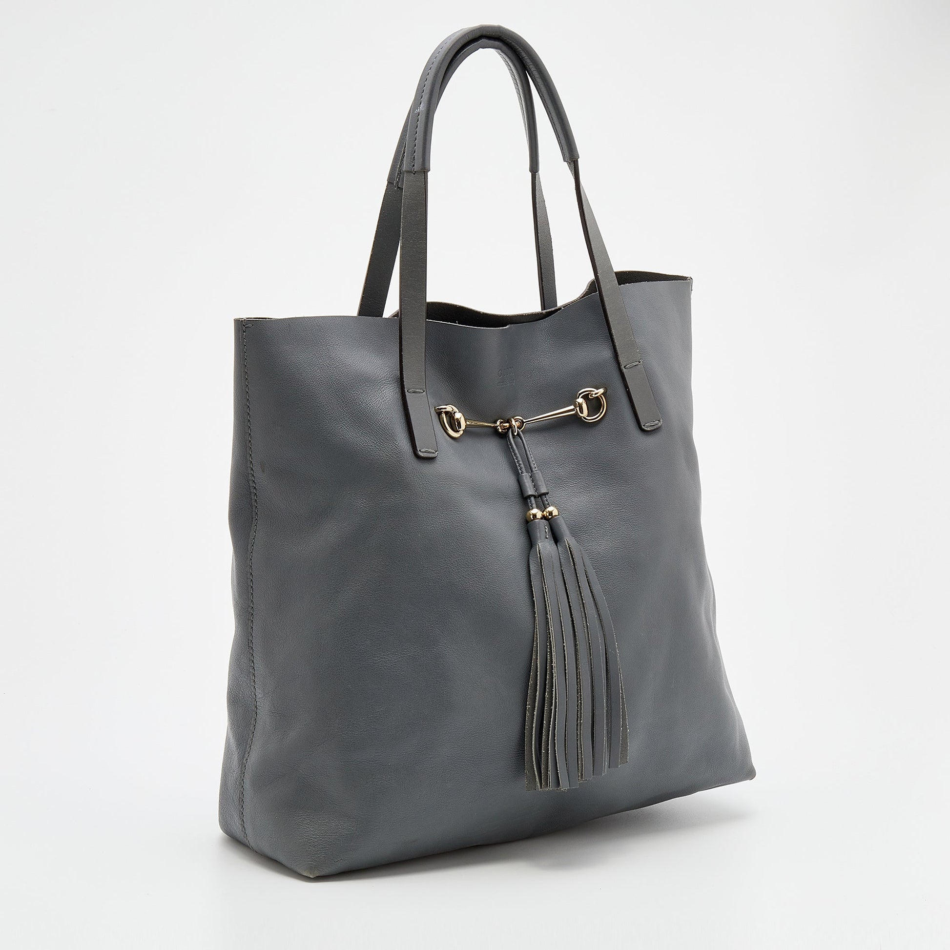 Gucci Horsebit Grey Leather Tote