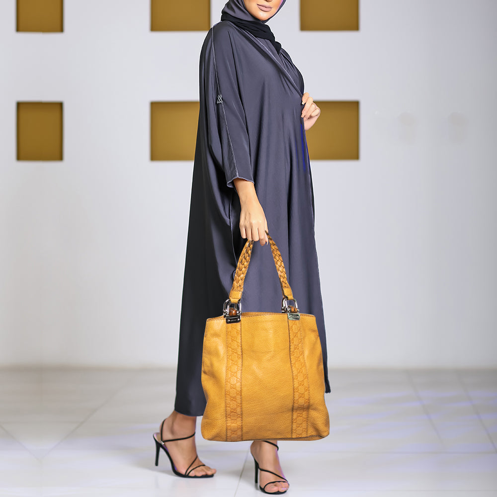 Gucci Bamboo Yellow Leather Tote