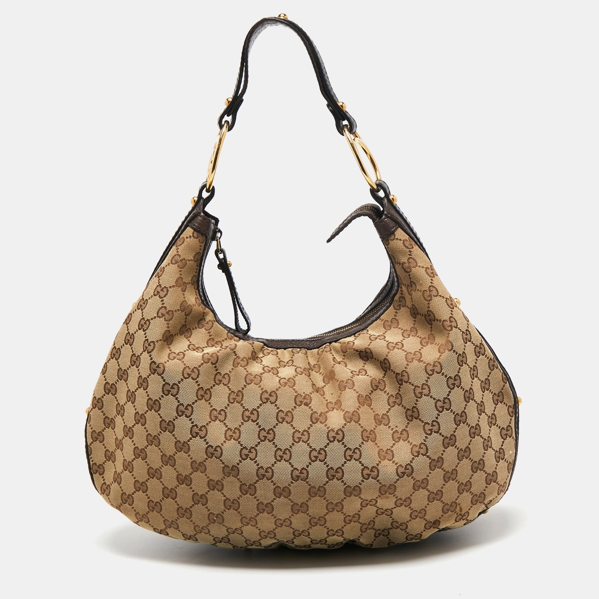 Gucci Interlocking G Leather Canvas Shoulder Bag