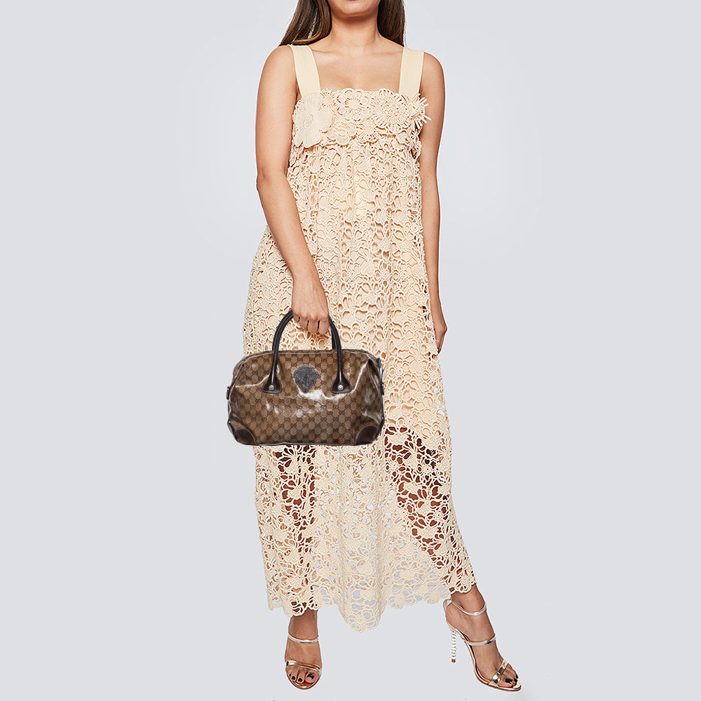 Gucci Leather Canvas Satchel Style 6