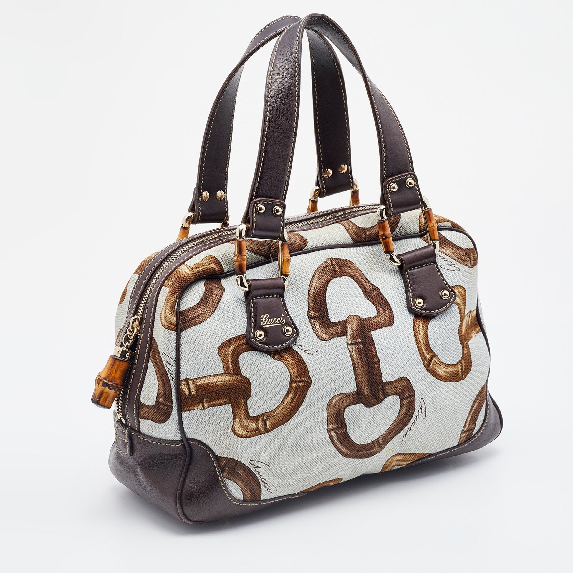 Gucci Lou Leather Canvas Handbag