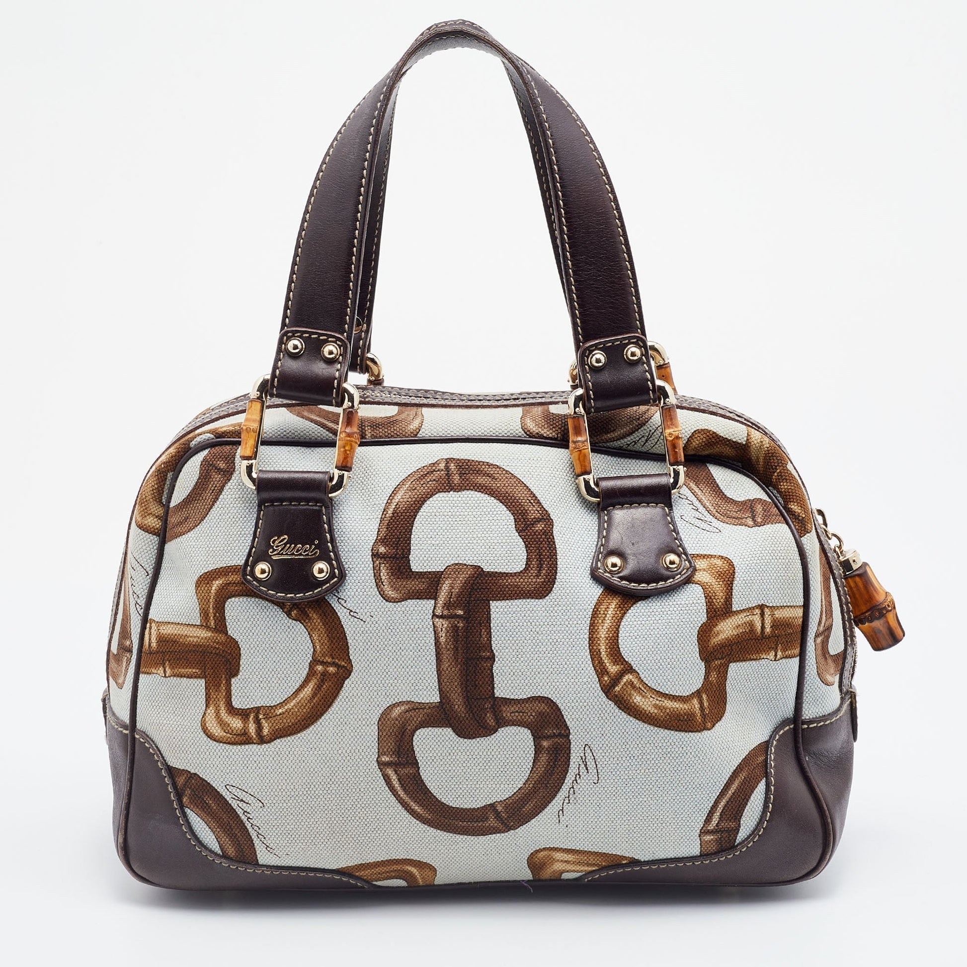 Gucci Lou Leather Canvas Handbag