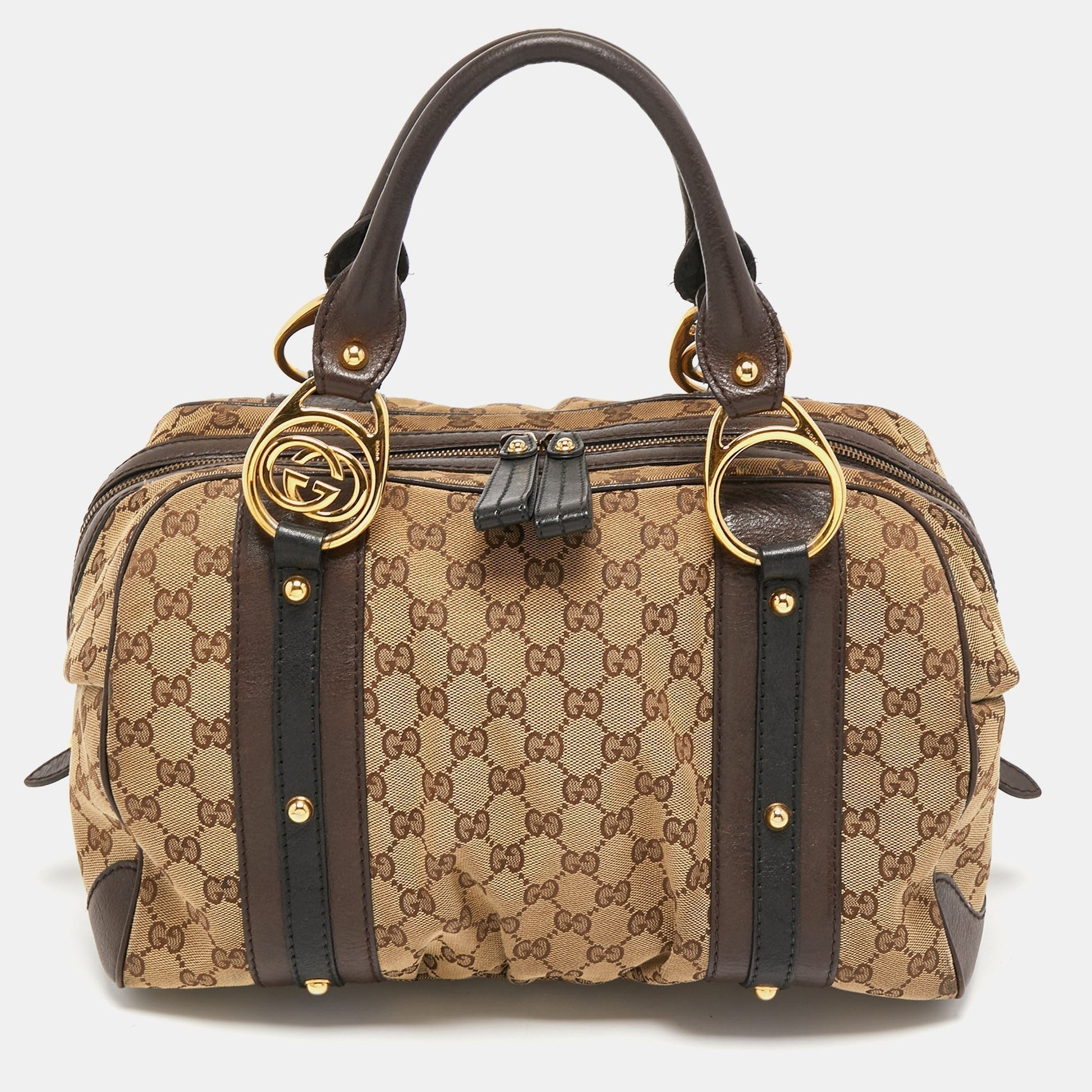Gucci Lou Leather Canvas Handbag