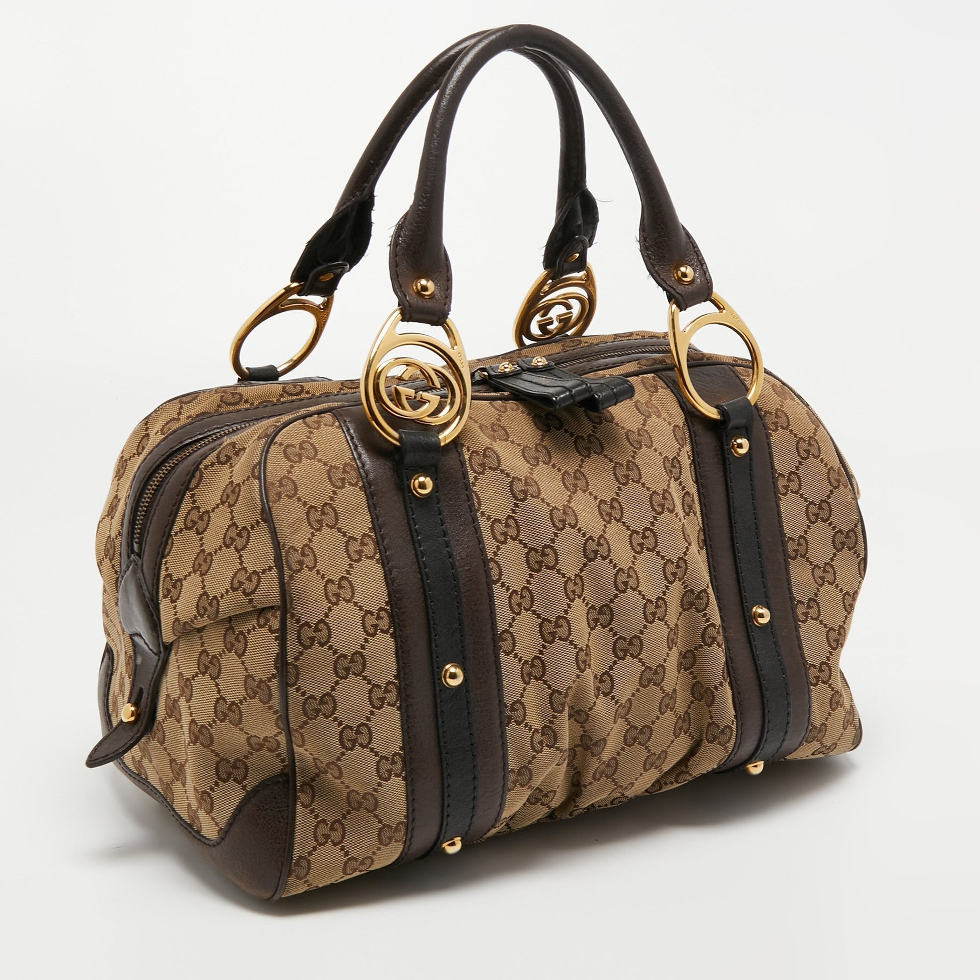Gucci Lou Leather Canvas Handbag