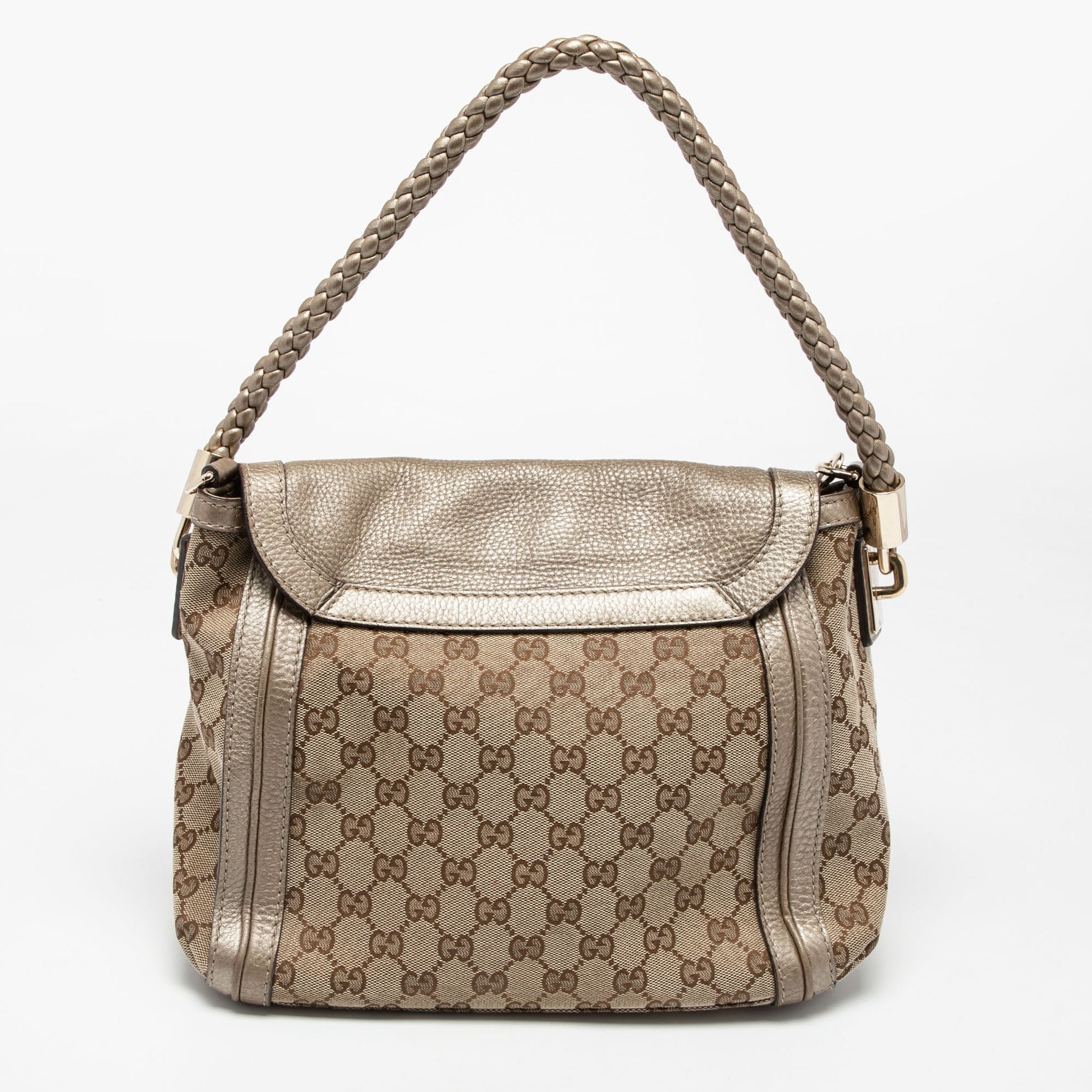 Gucci Lou Leather Canvas Shoulder Bag