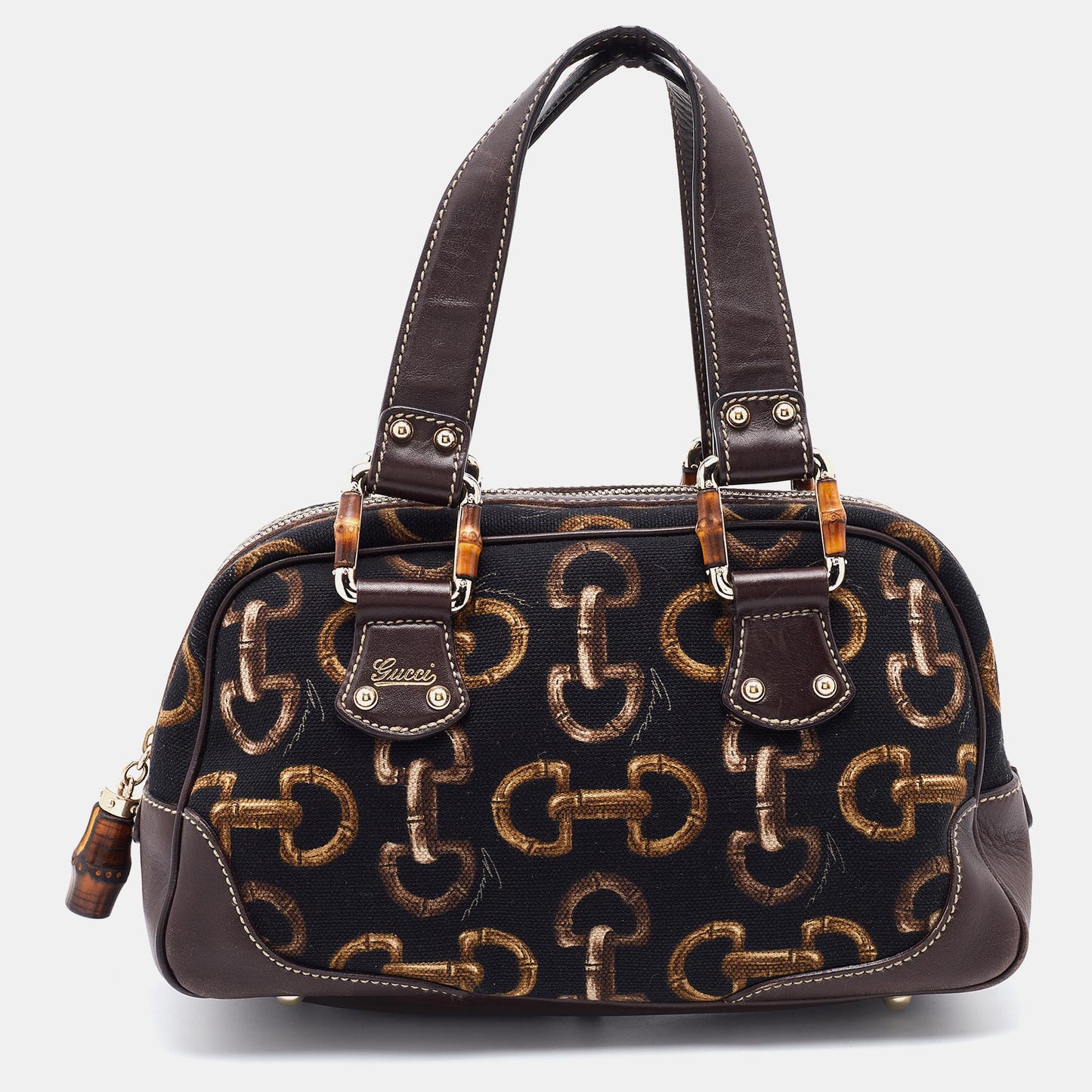 Gucci Lou Leather Canvas Handbag