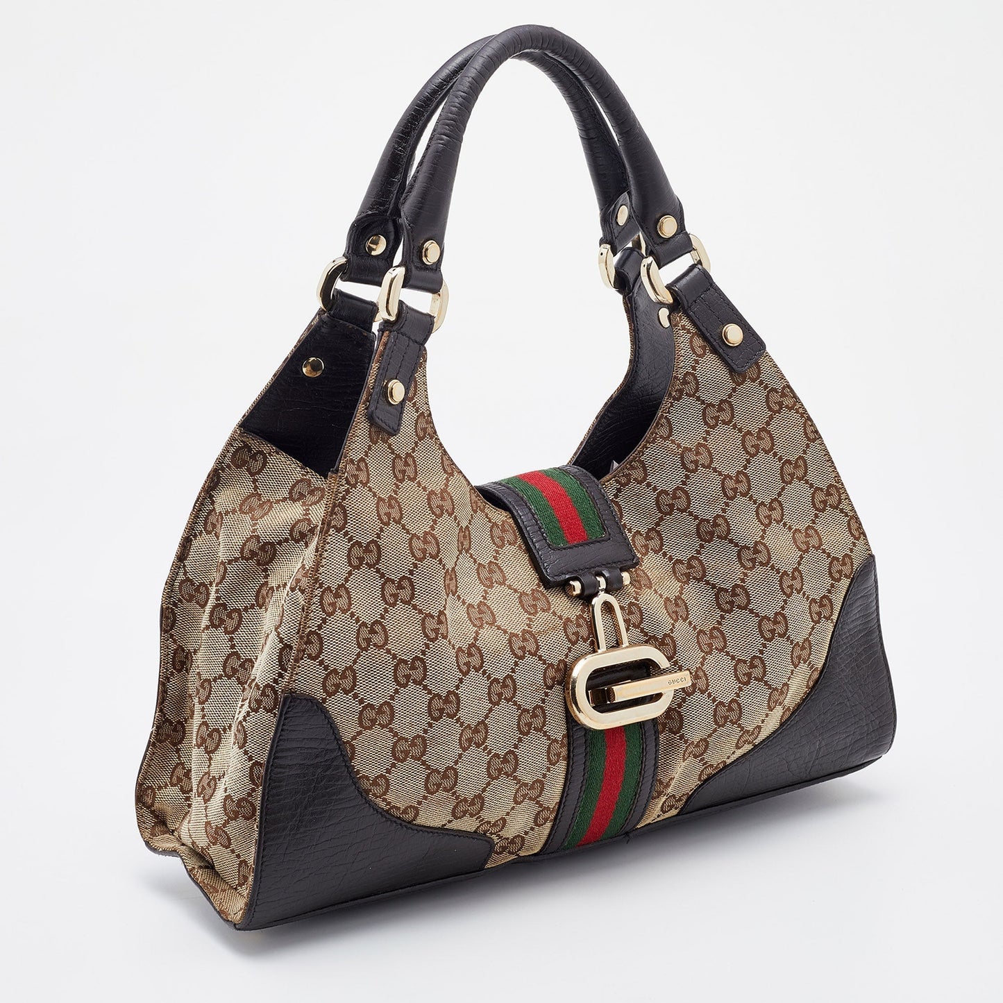 Gucci Lou Leather Canvas Shoulder Bag