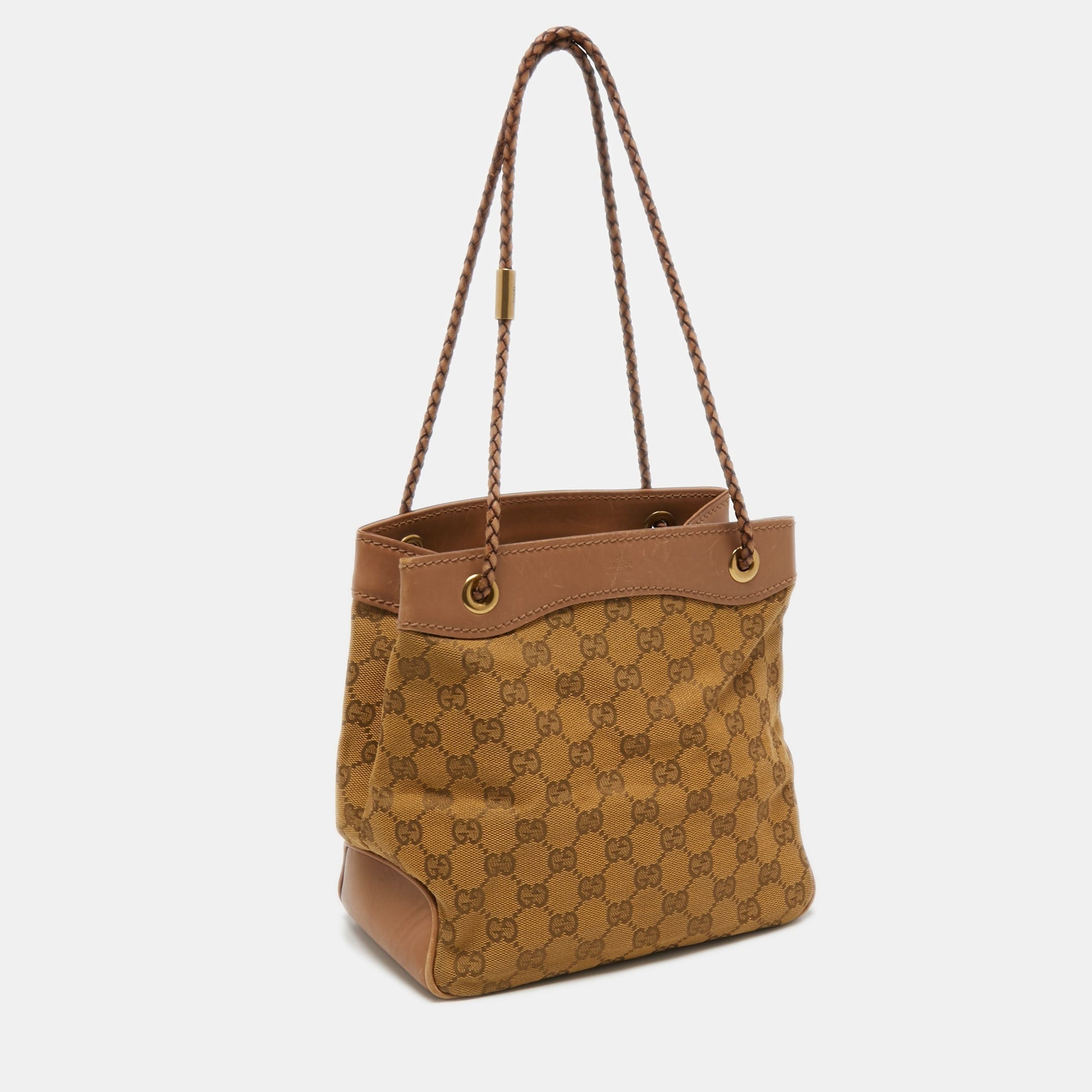 Gucci Lou Leather Canvas Tote