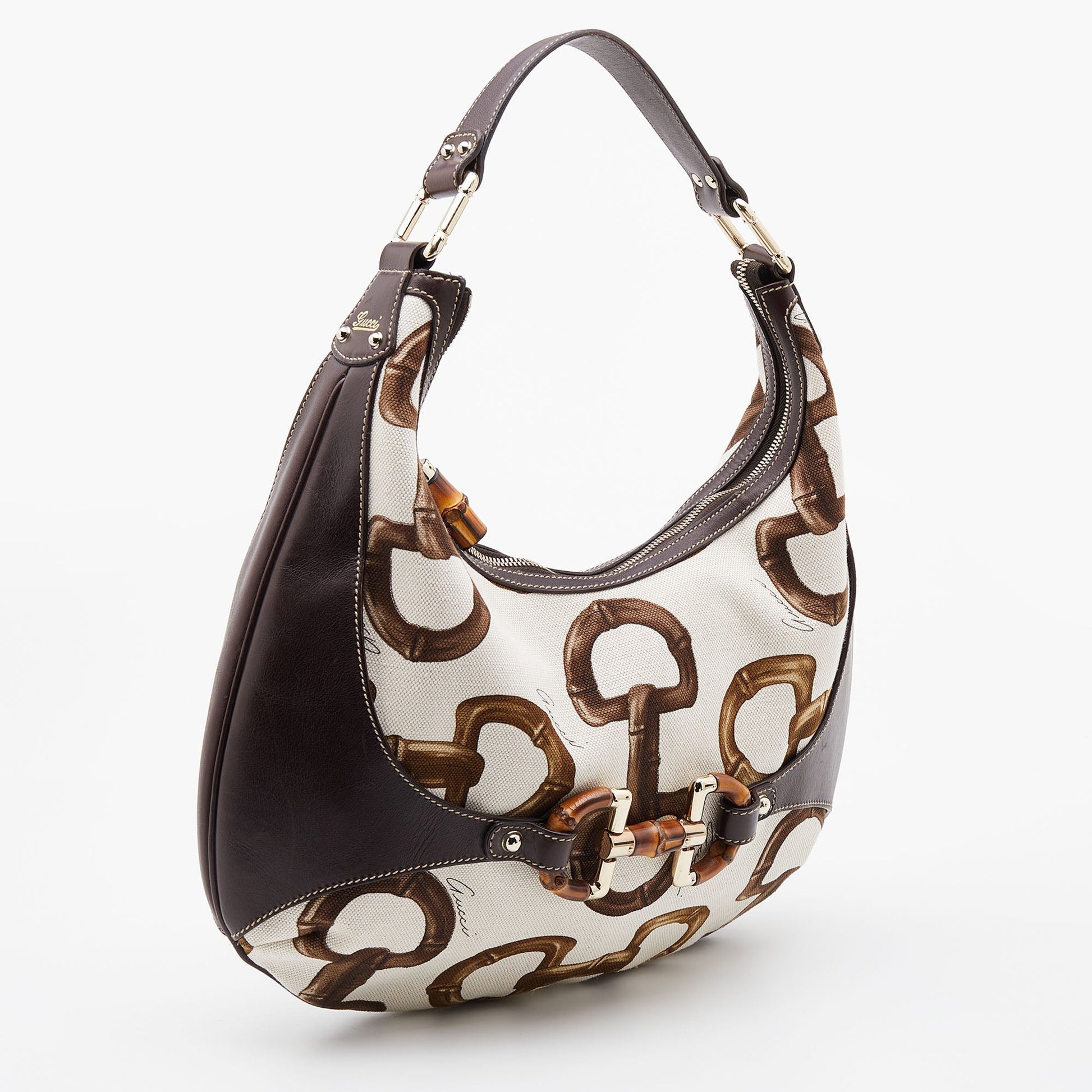 Gucci Lou Leather Canvas Shoulder Bag