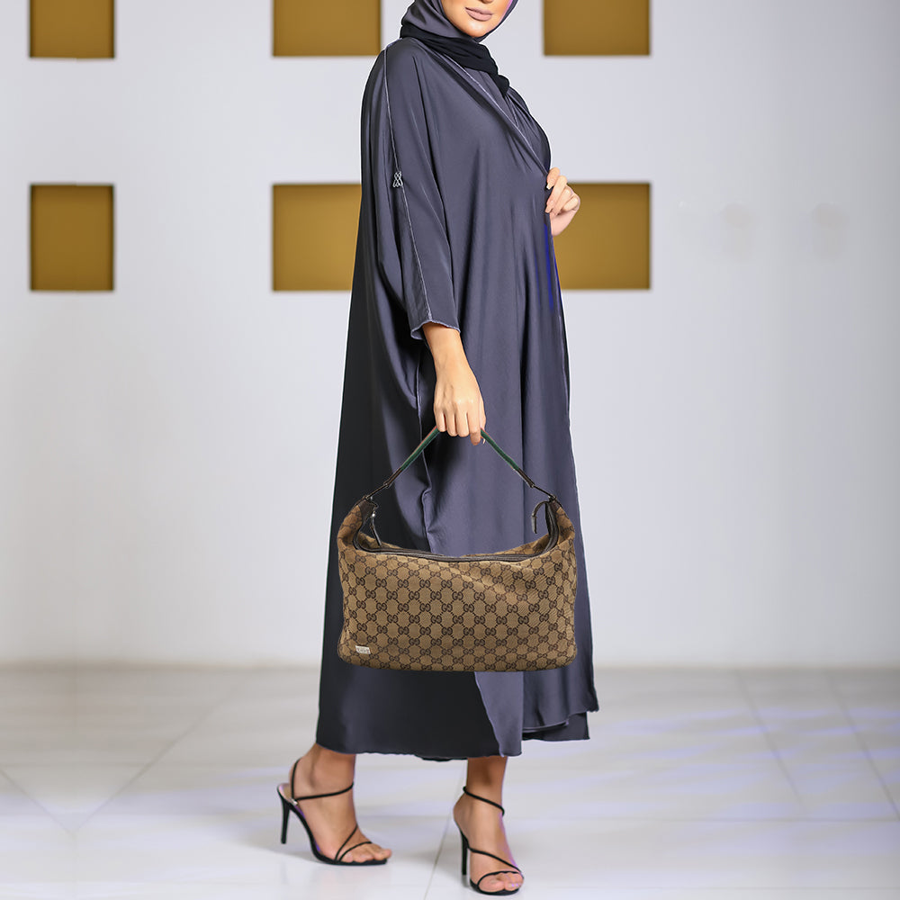 Gucci Lou Leather Canvas Shoulder Bag