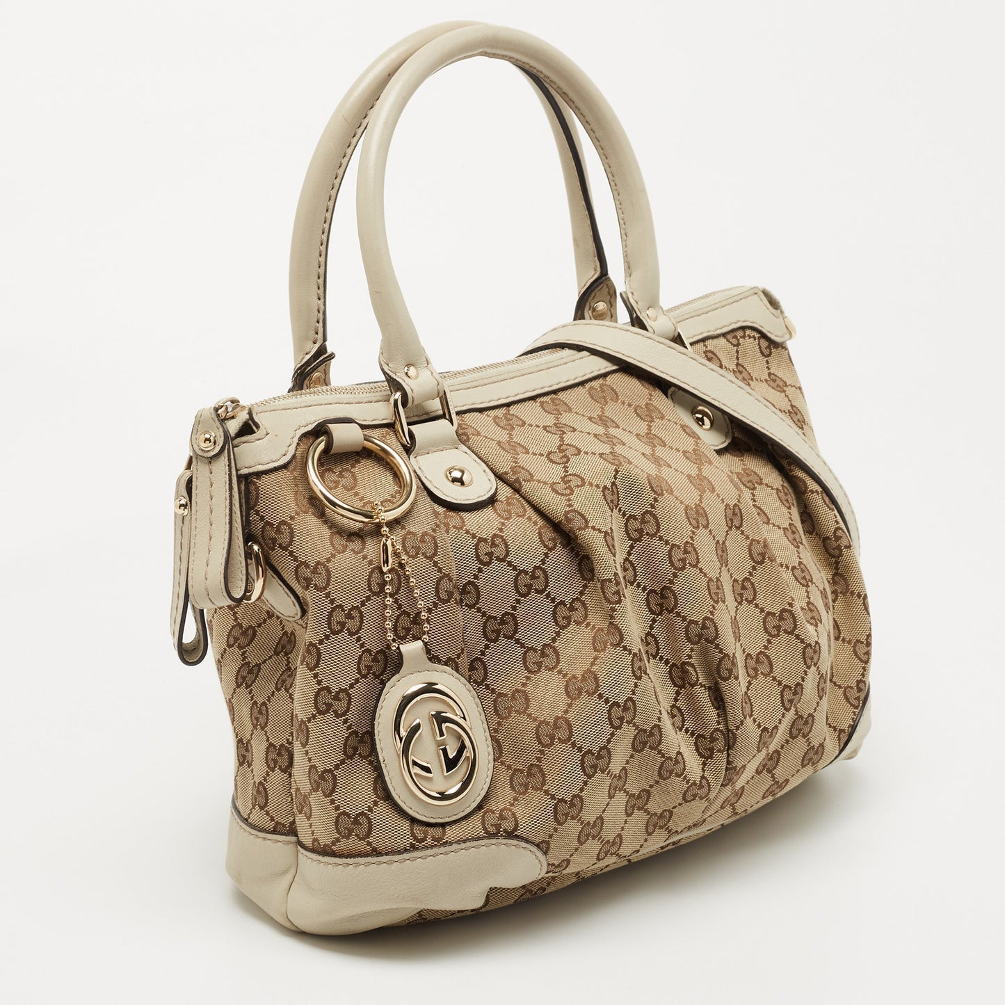 Gucci Lou Leather Canvas Tote