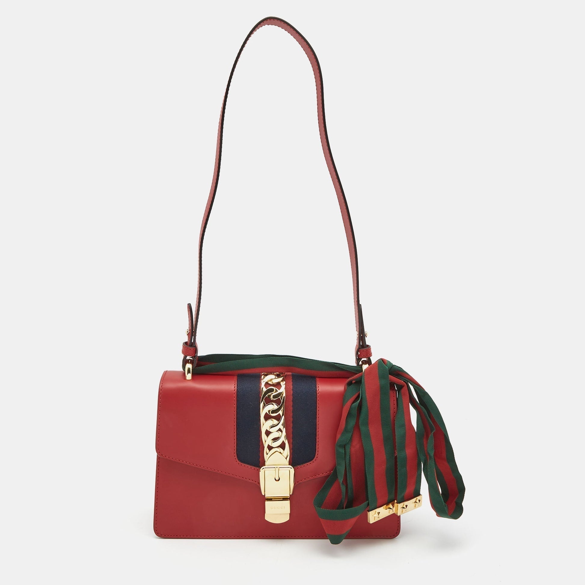 Gucci Sylvie Red Leather Chain Shoulder Bag Style 2