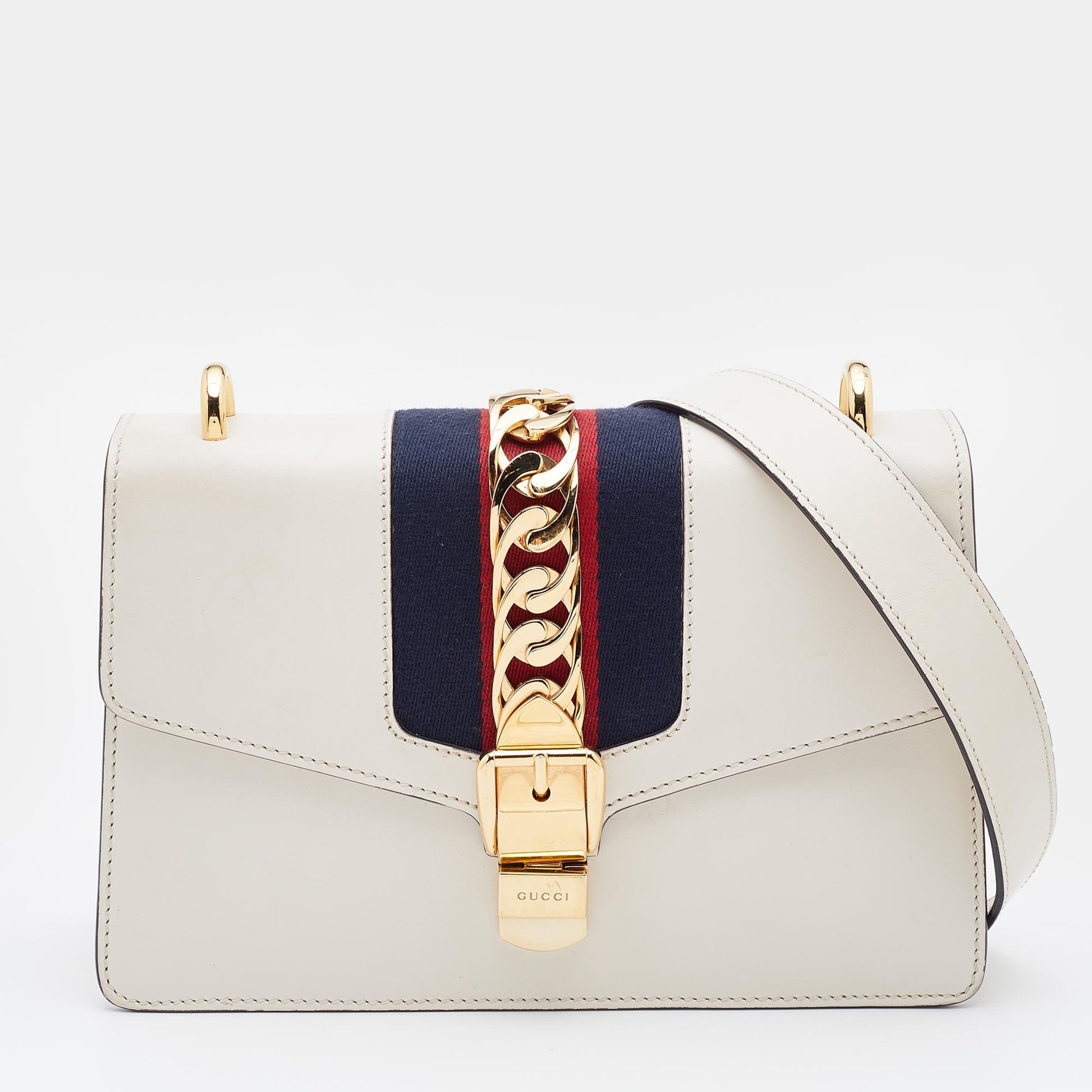 Gucci Sylvie White Leather Shoulder Bag Style 2
