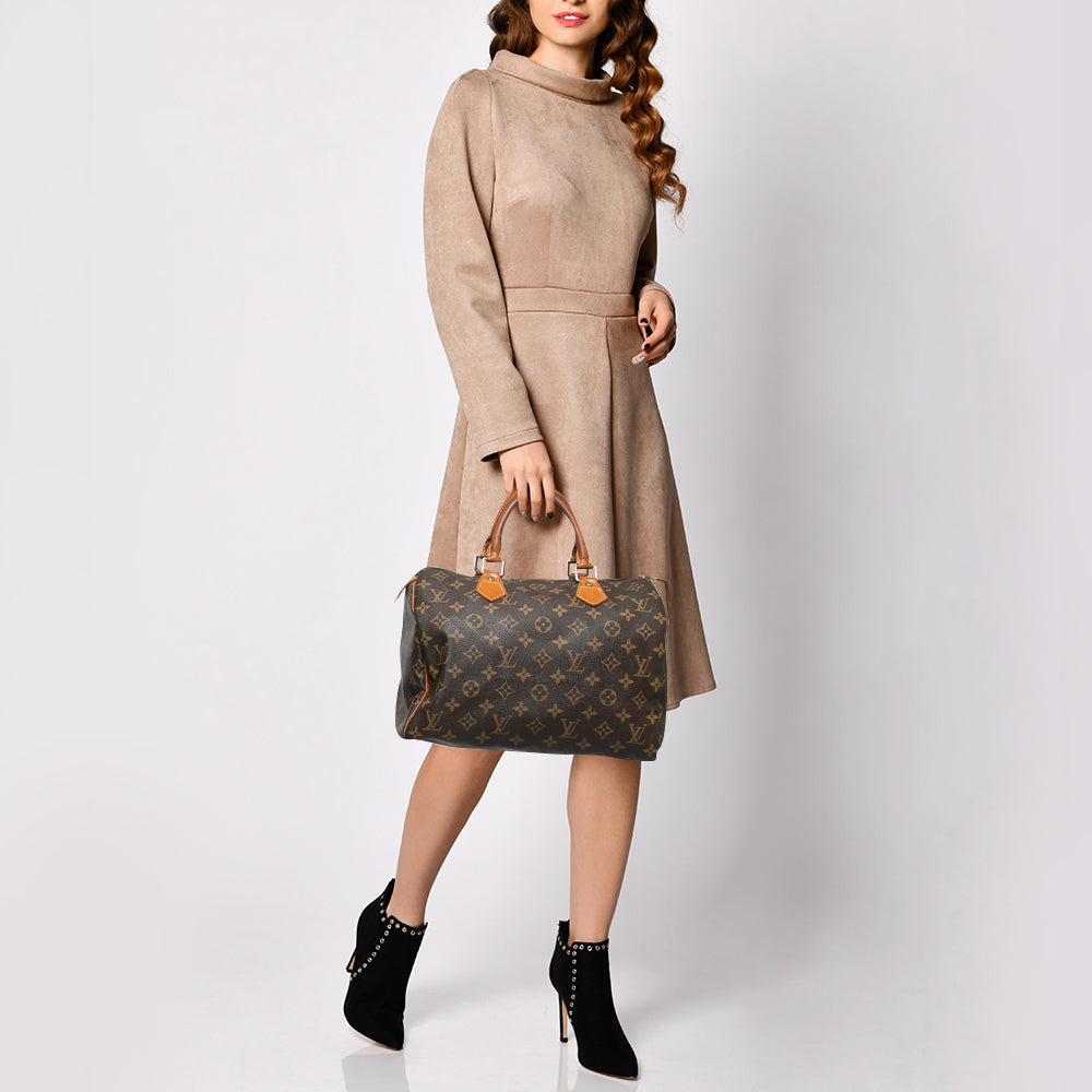 LOUIS VUITTON Brown Monogram Canvas Top Handle Bag
