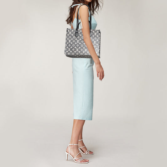 LOUIS VUITTON Black Monogram and Leather OnTheGo MM Bag