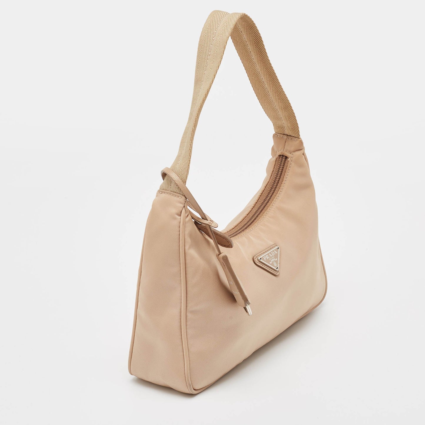 PRADA Beige Tessuto Nylon Re-Edition Baguette Bag