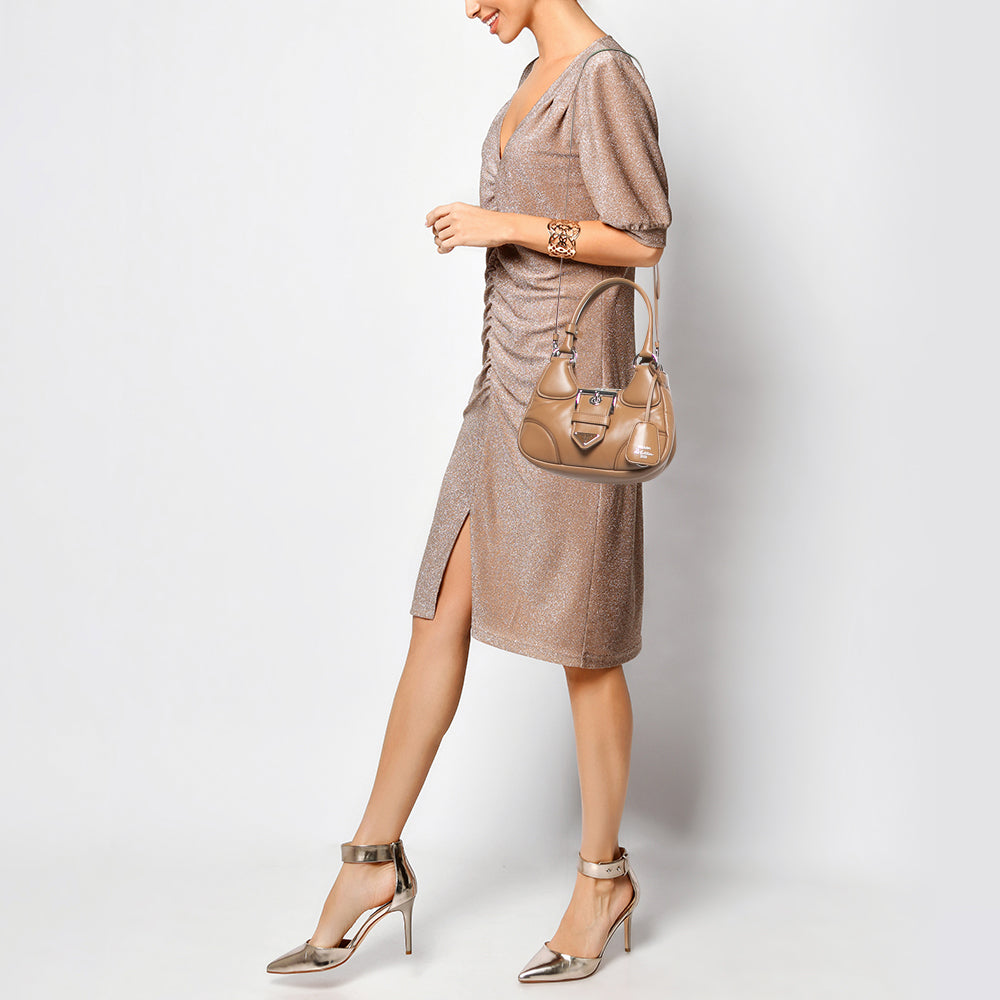 PRADA Brown Moon Padded Leather Re-edition Bag