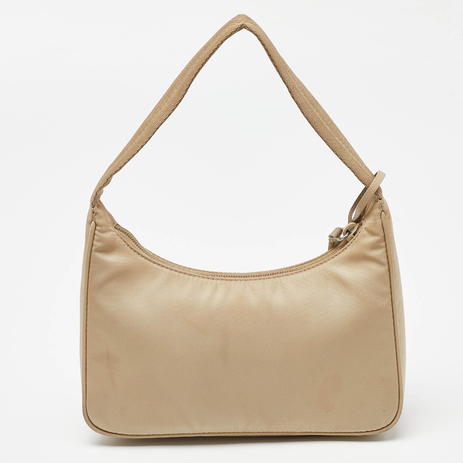 PRADA Beige Nylon Re-Edition Baguette Bag