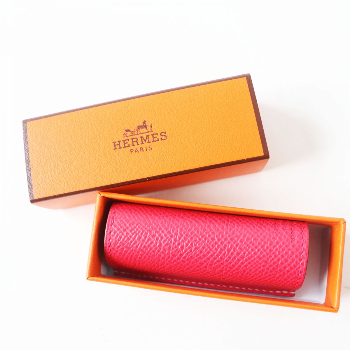 HERMES Cosmetics Pouch Epsom Red Lipstick Holder Lipstick Rouge Hermes Women