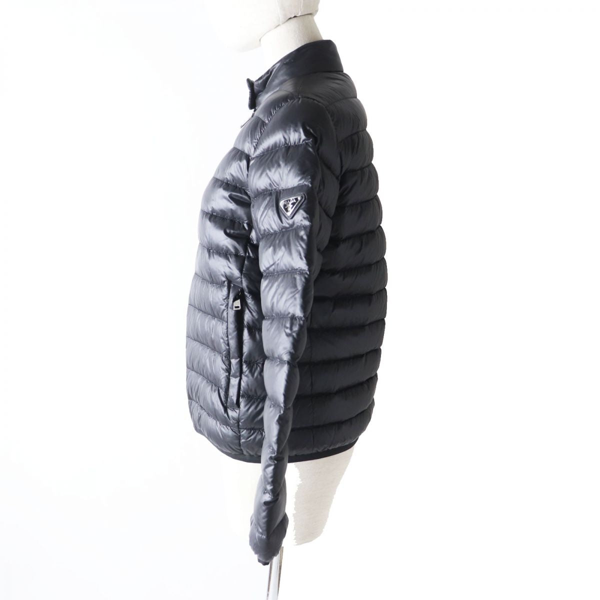 PRADA Down jacket Outer: 100% polyamide (nylon), Lining: 100% polyamide (nylon), Filling: 80% down, Filling: 20% feather Outer: Black<br>Lining: Navy Women 36