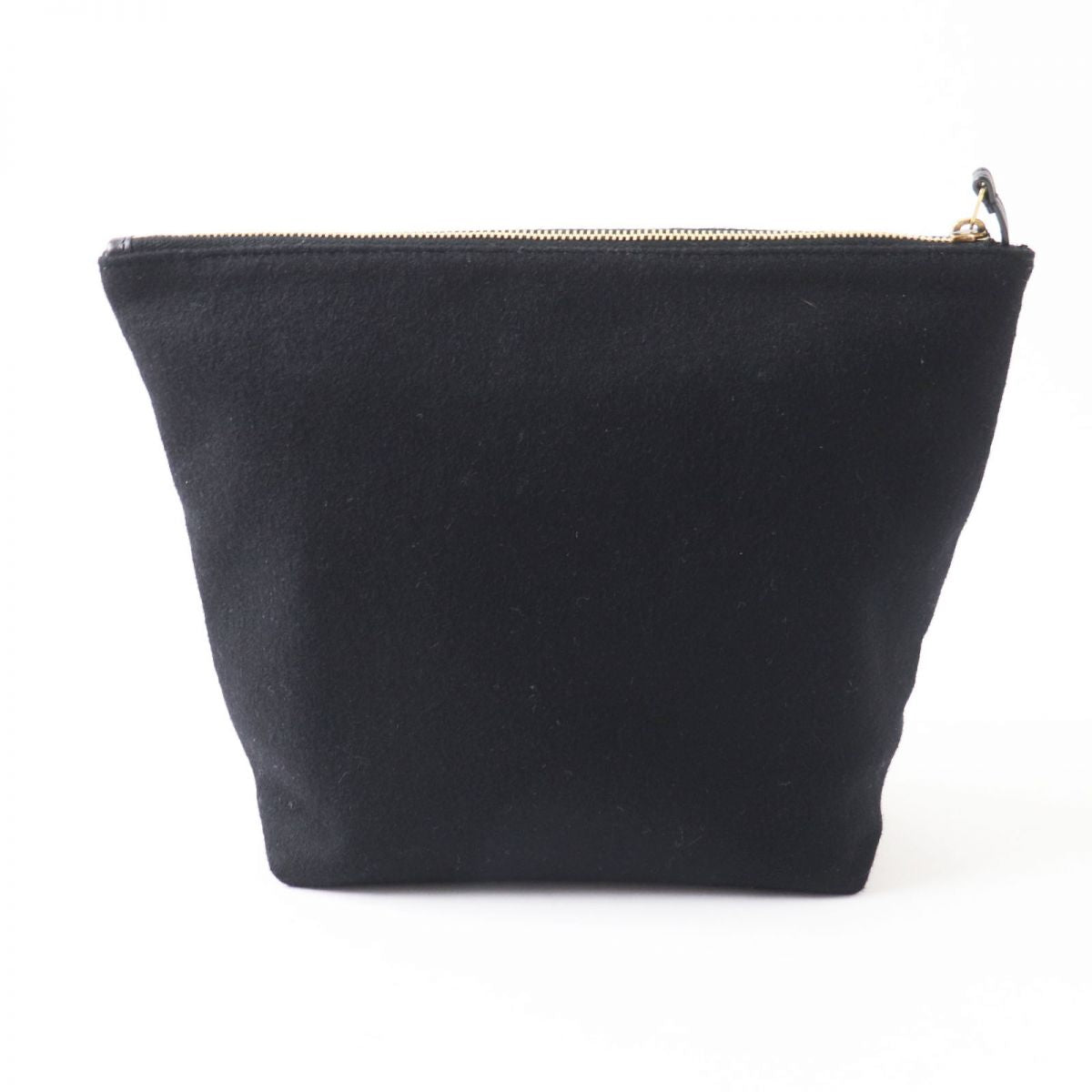 SAINT LAURENT Pouch Main: Wool, Main: Leather Black x Gold Women