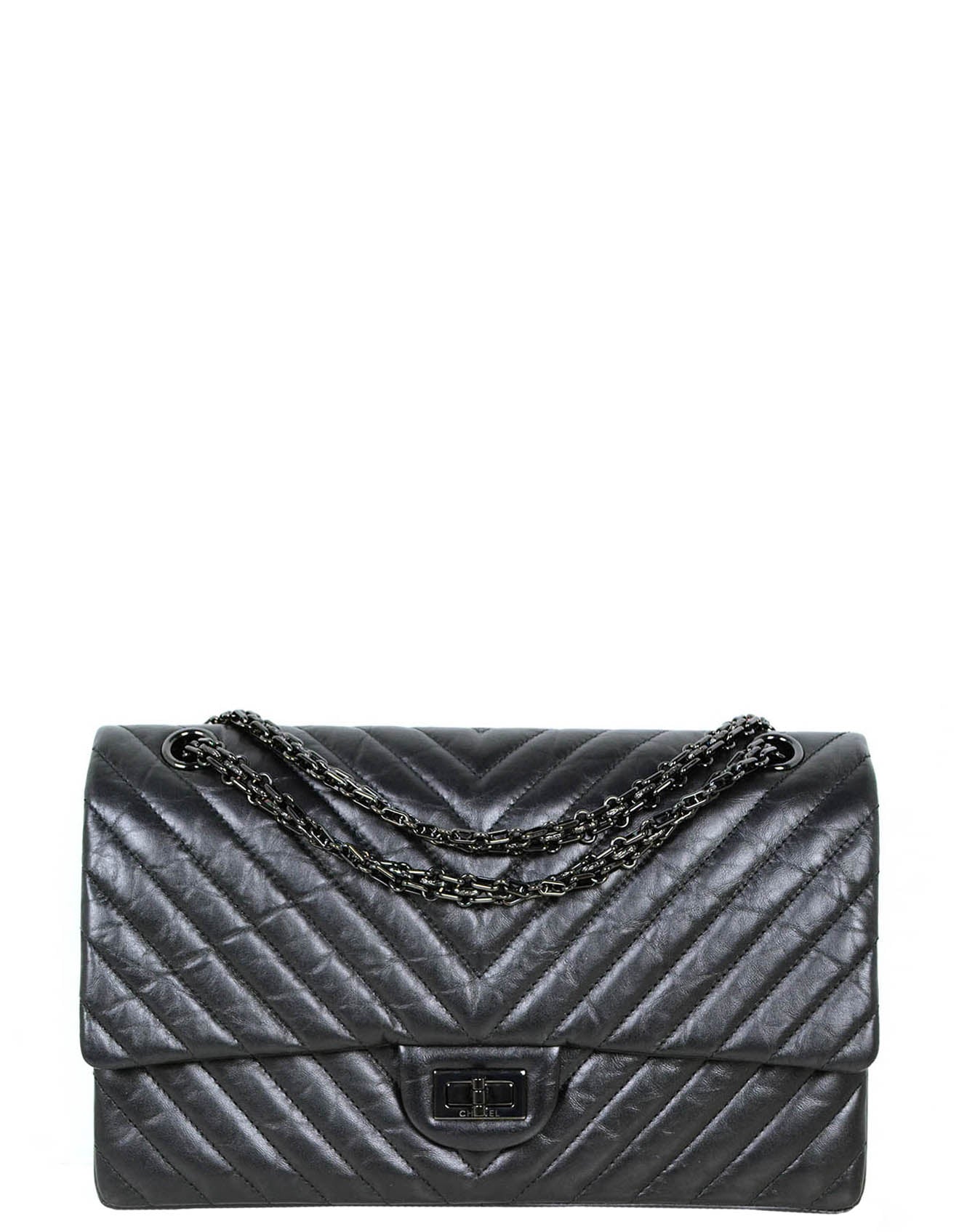 Chanel So Black Calfskin Quilted 2.55 Reissue 226 Flap Bag