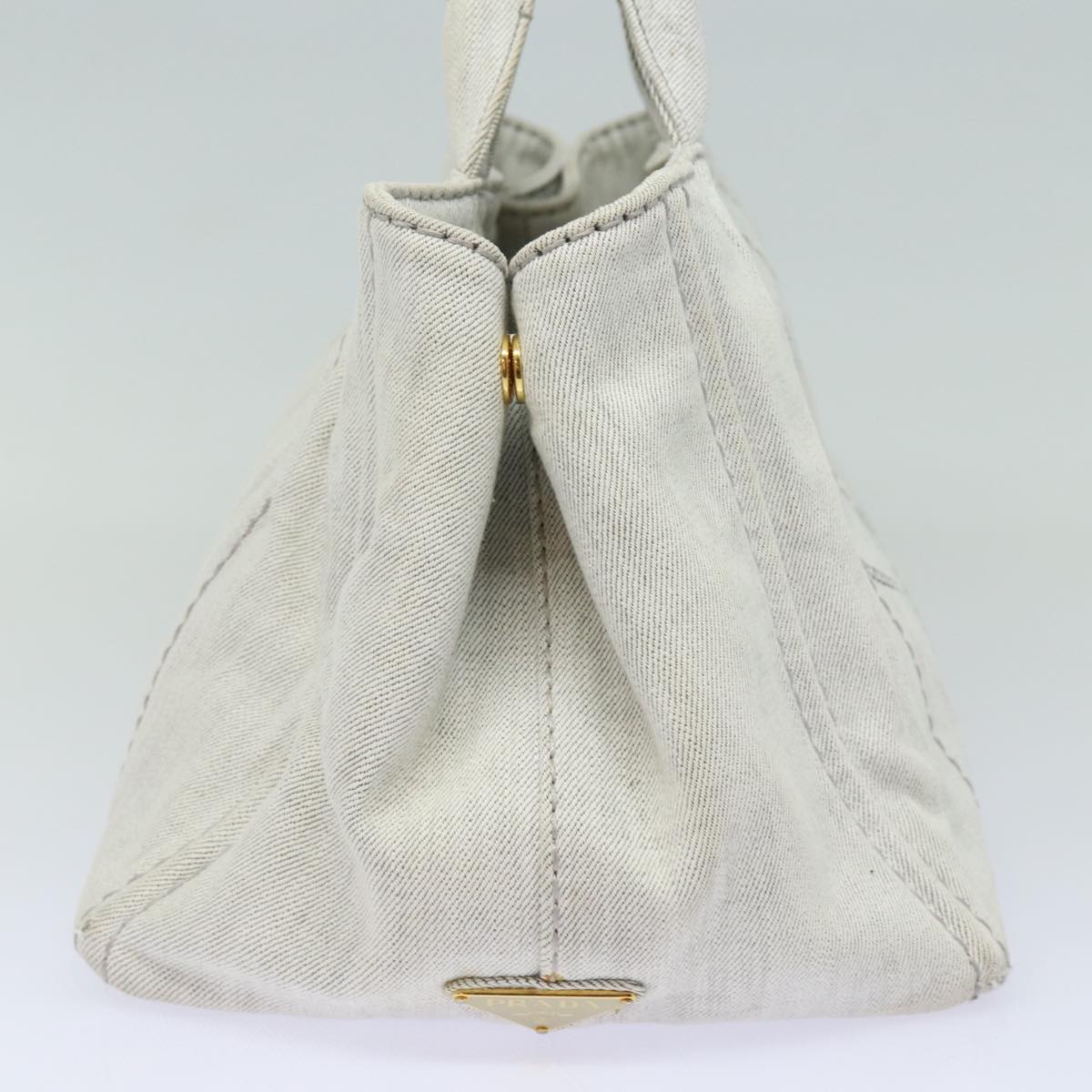PRADA Canapa MM Hand Bag Canvas 2way Gray Auth