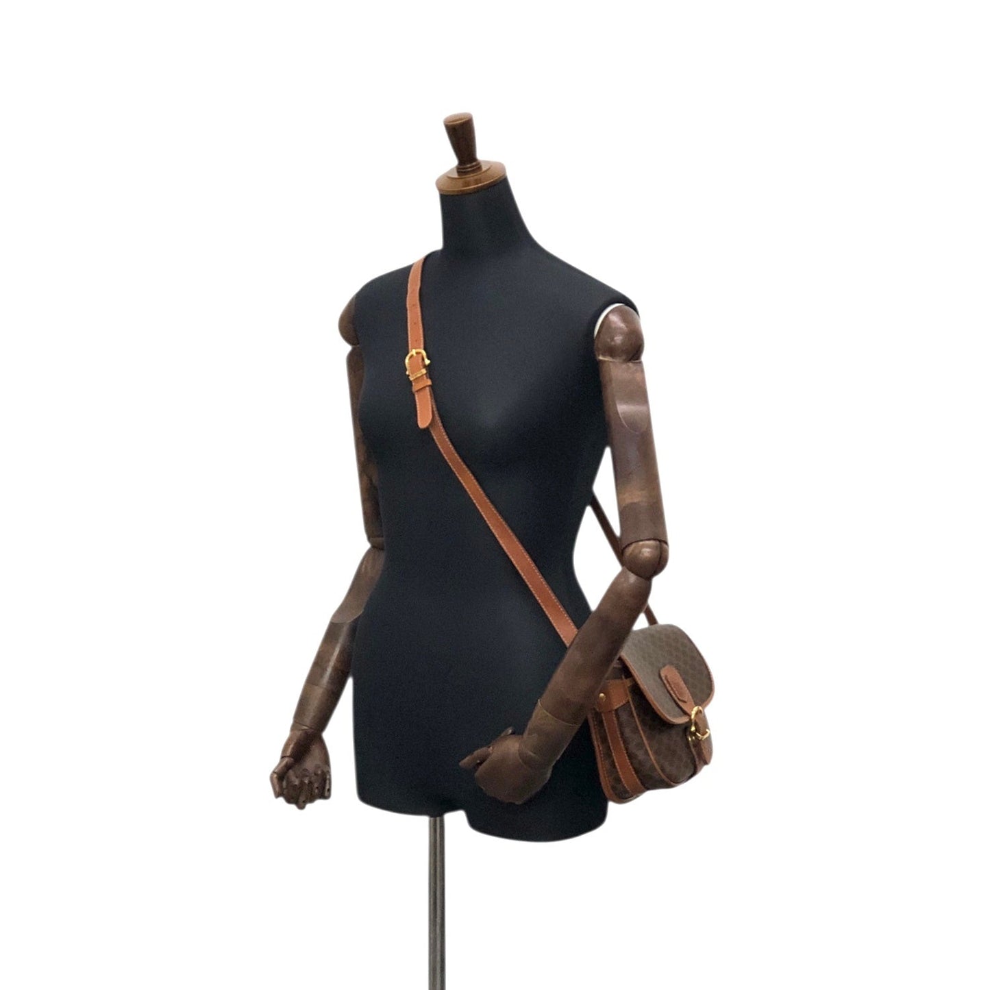 CELINE Front Buckle Shoulder bag Brown v3jfnr
