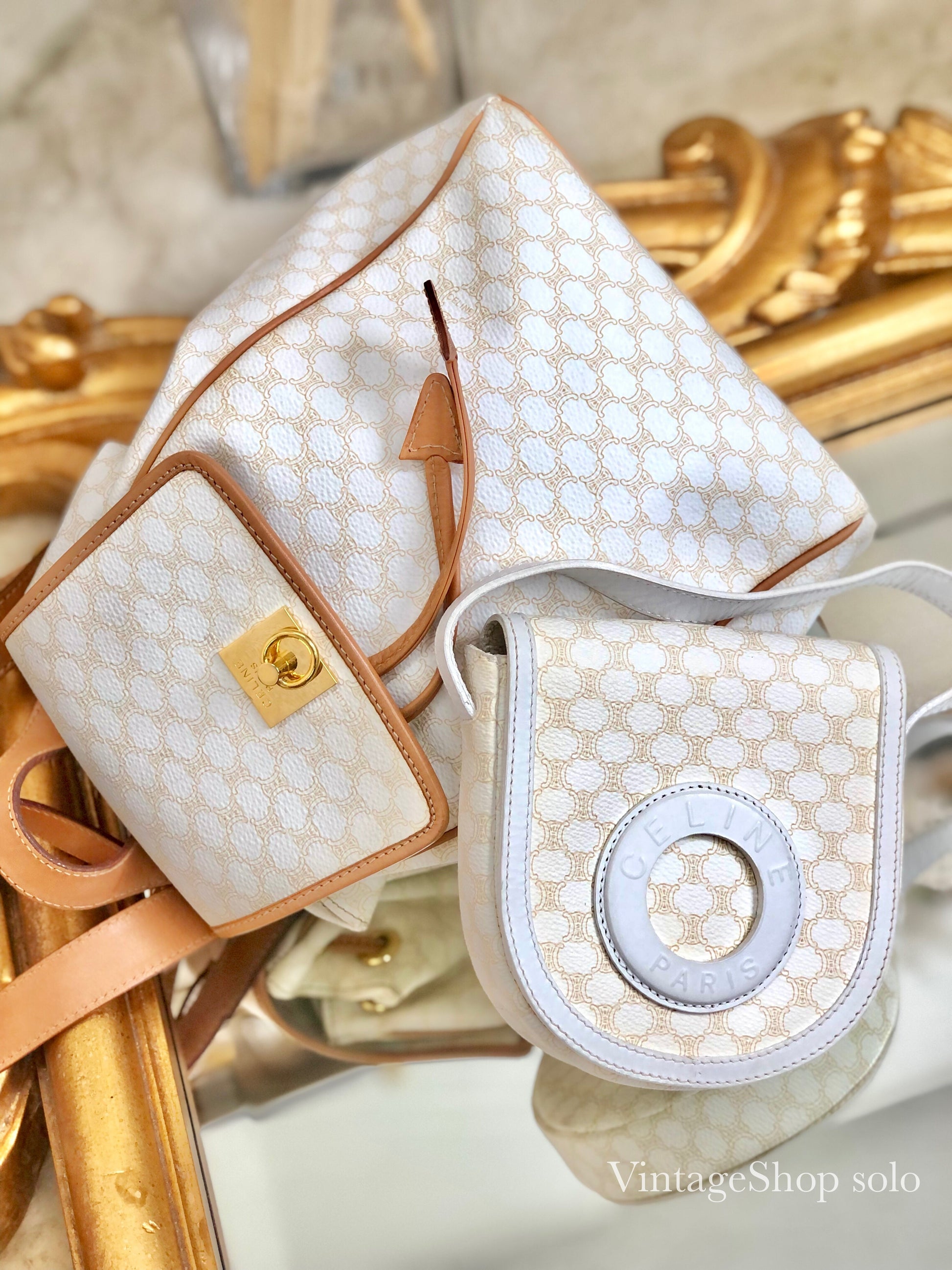 CELINE Macadam Gancini Backpack White Old Celine g252jj