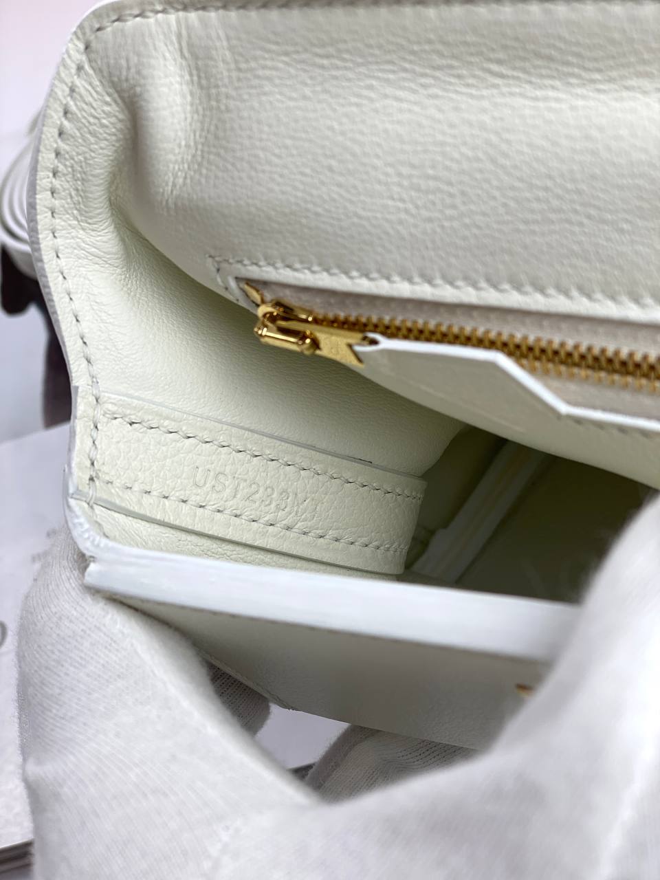 Luxury Hermes 24/24 Bag Evercolor with Swift 21 white Gold Hardware