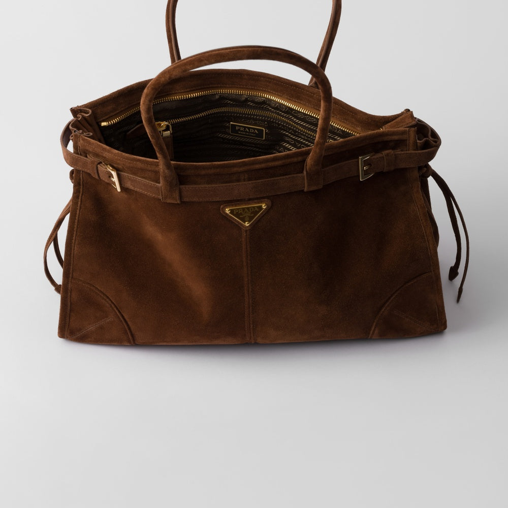 Prada Bonnie large suede handbag