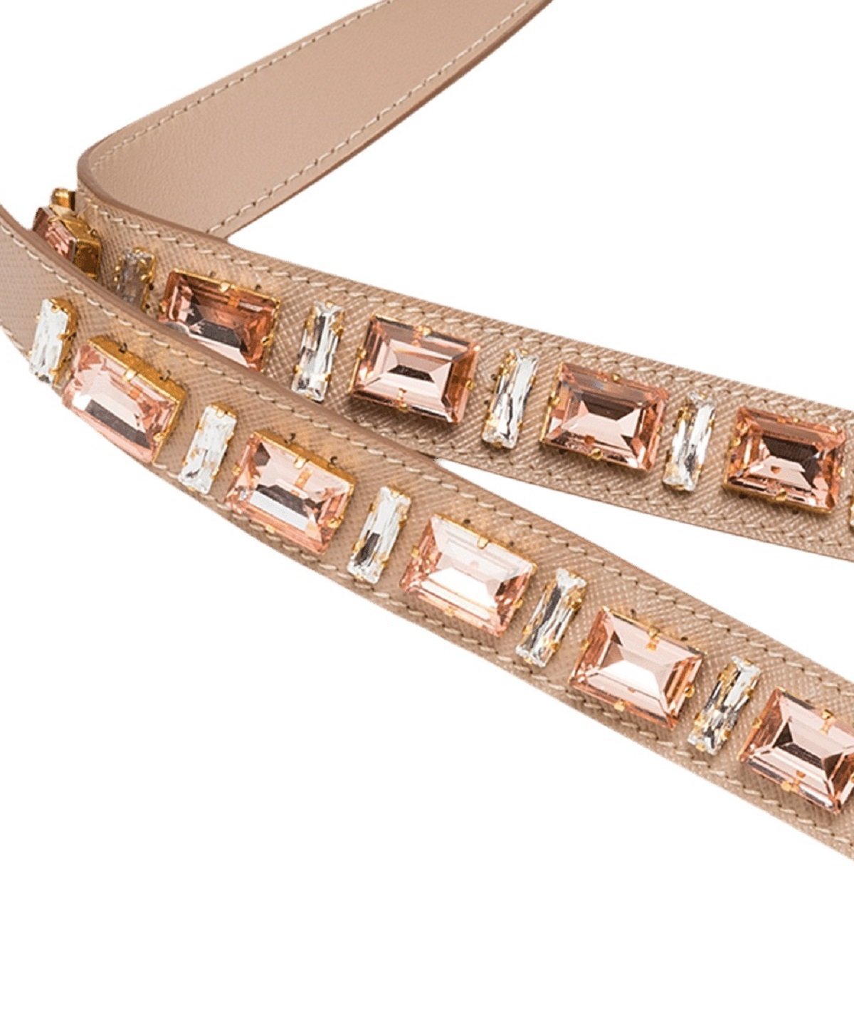 Prada Leather Saffiano Crystal Women's Blush Pink Strap Luxury Handbag