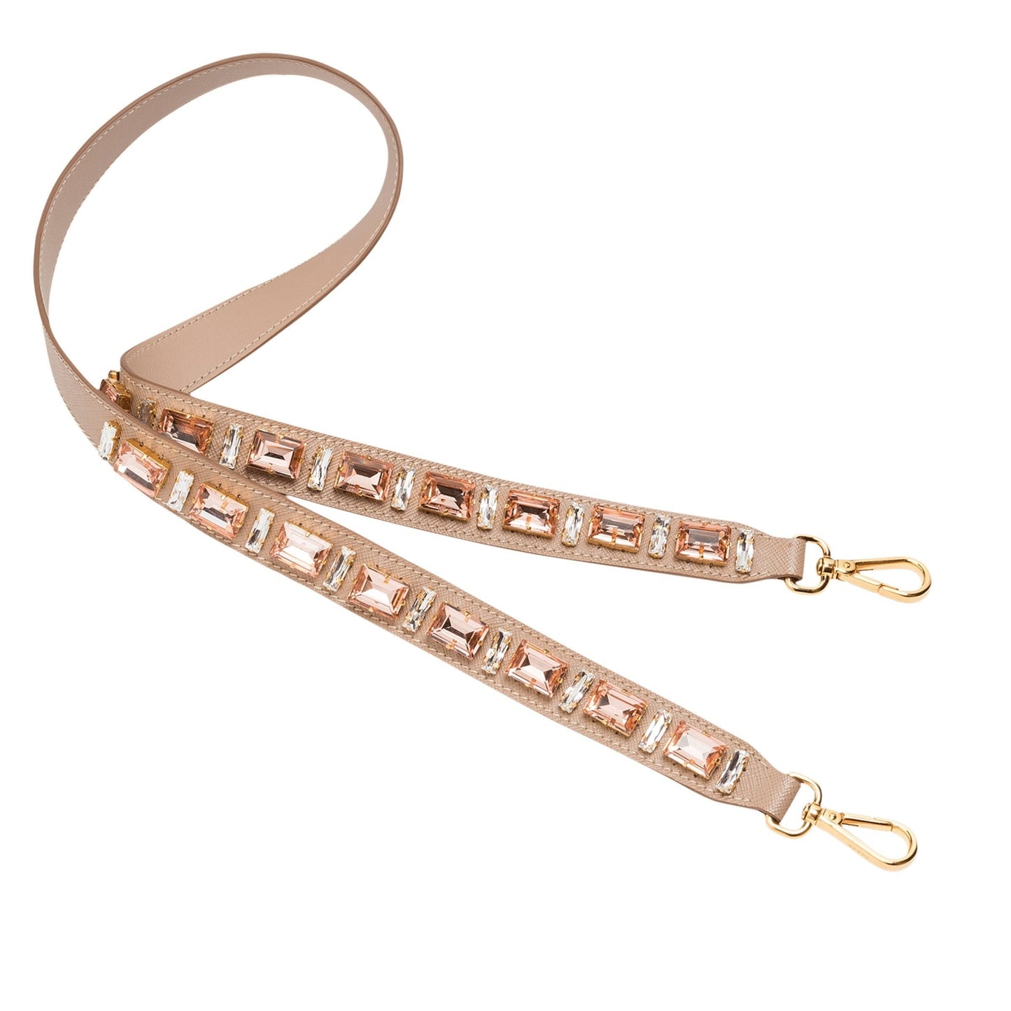 Prada Leather Saffiano Crystal Women's Blush Pink Strap Luxury Handbag