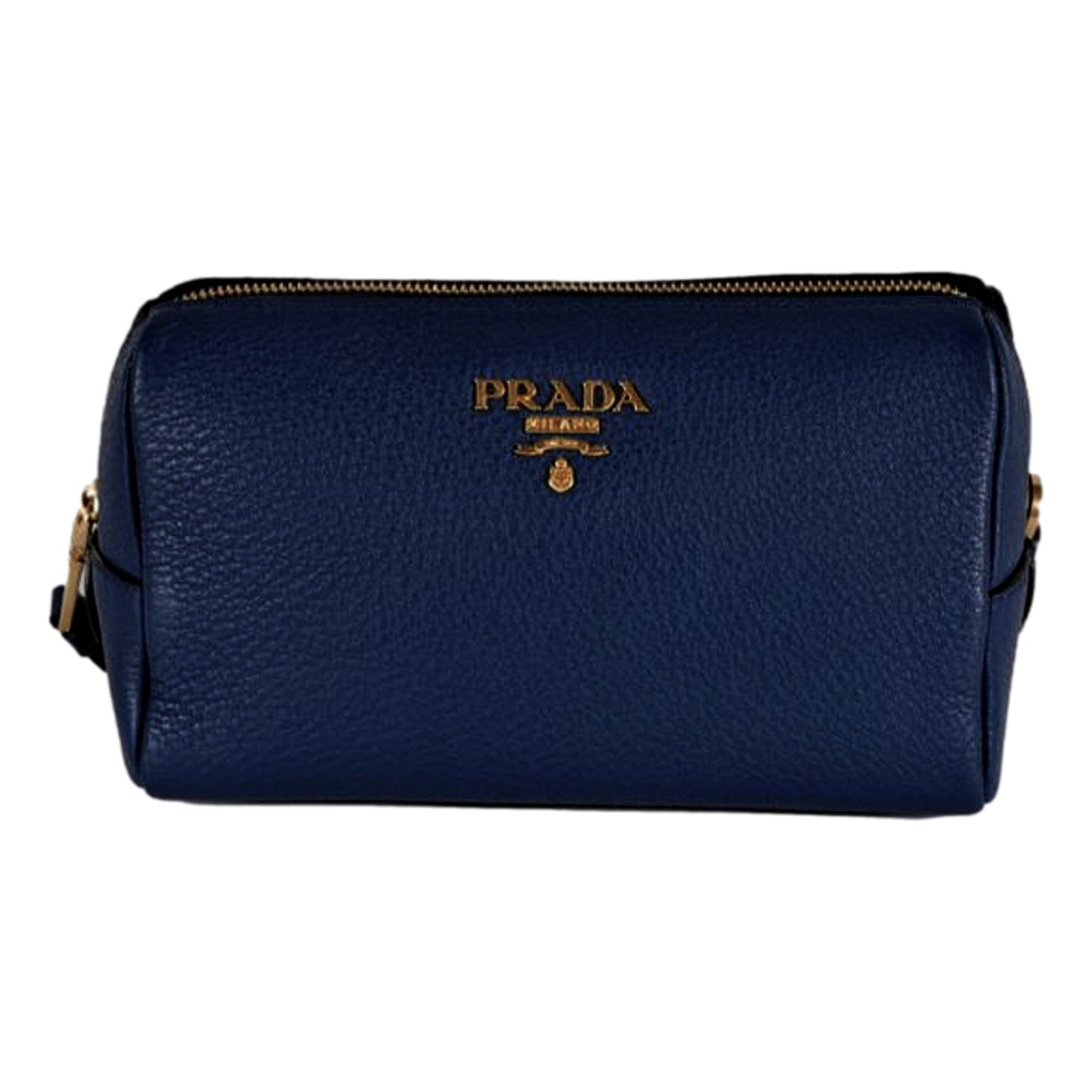 Prada Contenitore Baltico Navy Blue Vitello Daino Vanity Case Luxury Handbag