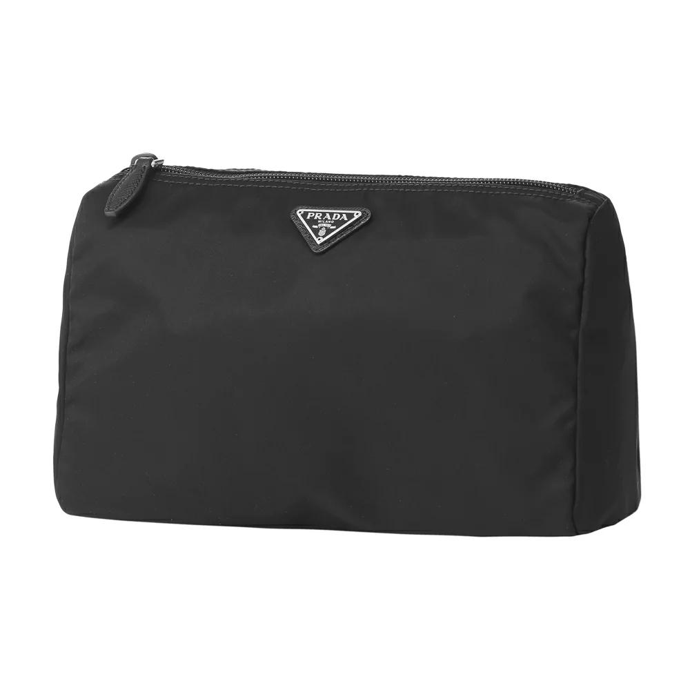 Prada Necessaire Black Tessuto Nylon Small Toiletry Case Luxury Handbag
