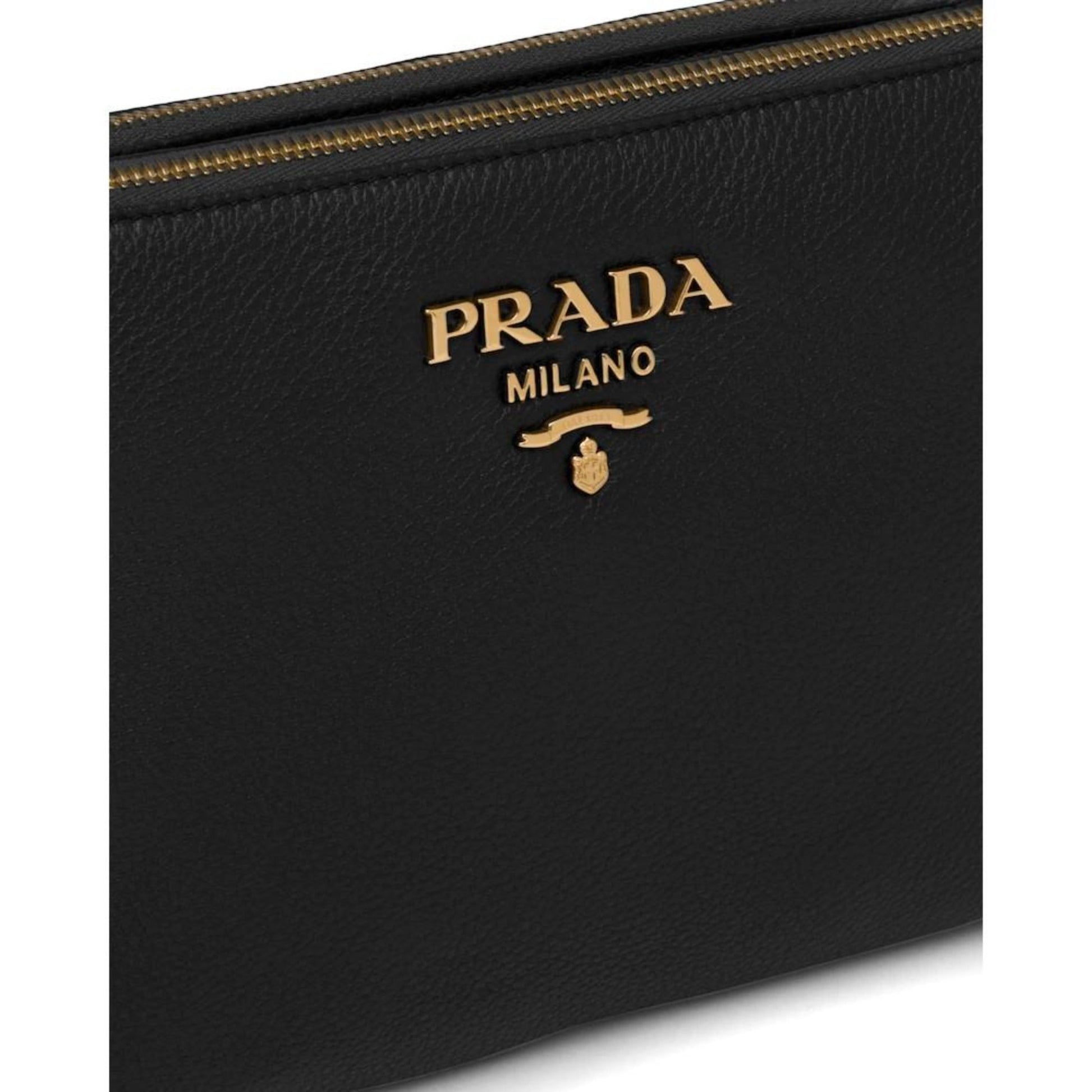 Prada Vitello Phenix Leather Gold Hardware Black Cross Body Luxury Handbag
