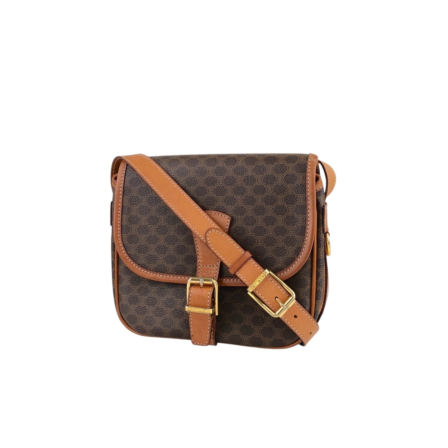 CELINE Macadam Front Buckle Shoulder bag Brown h4fac7
