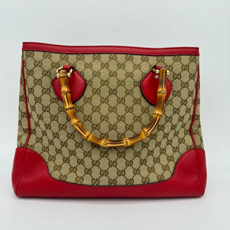 Gucci Monogram Leather Canvas Tote