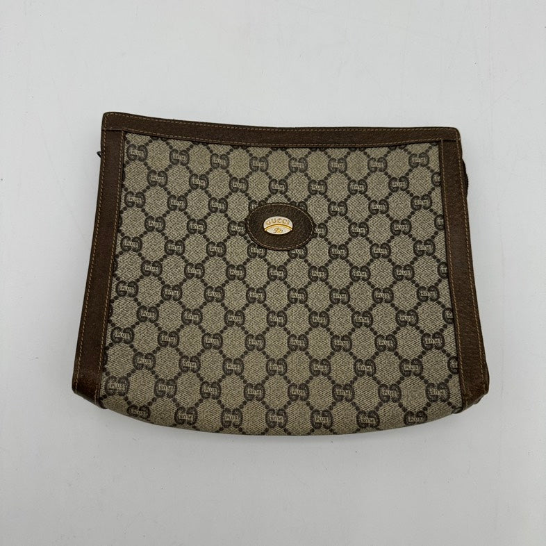 Gucci Monogram Leather Canvas Shoulder Bag