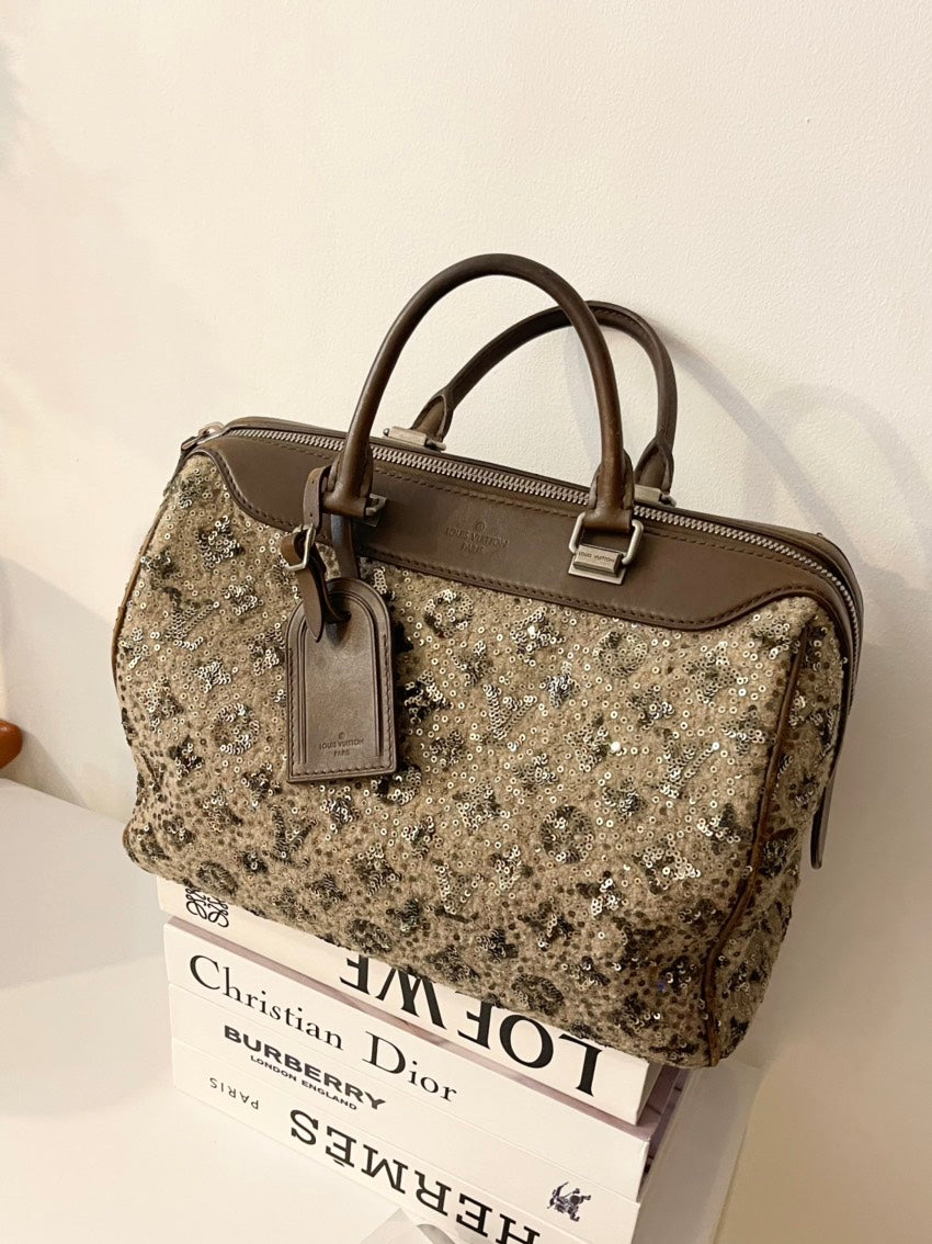 Louis Vuitton Limited Brown Multi-color Sequin Handle Bag
