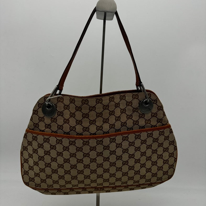 Gucci Monogram Leather Canvas Shoulder Bag