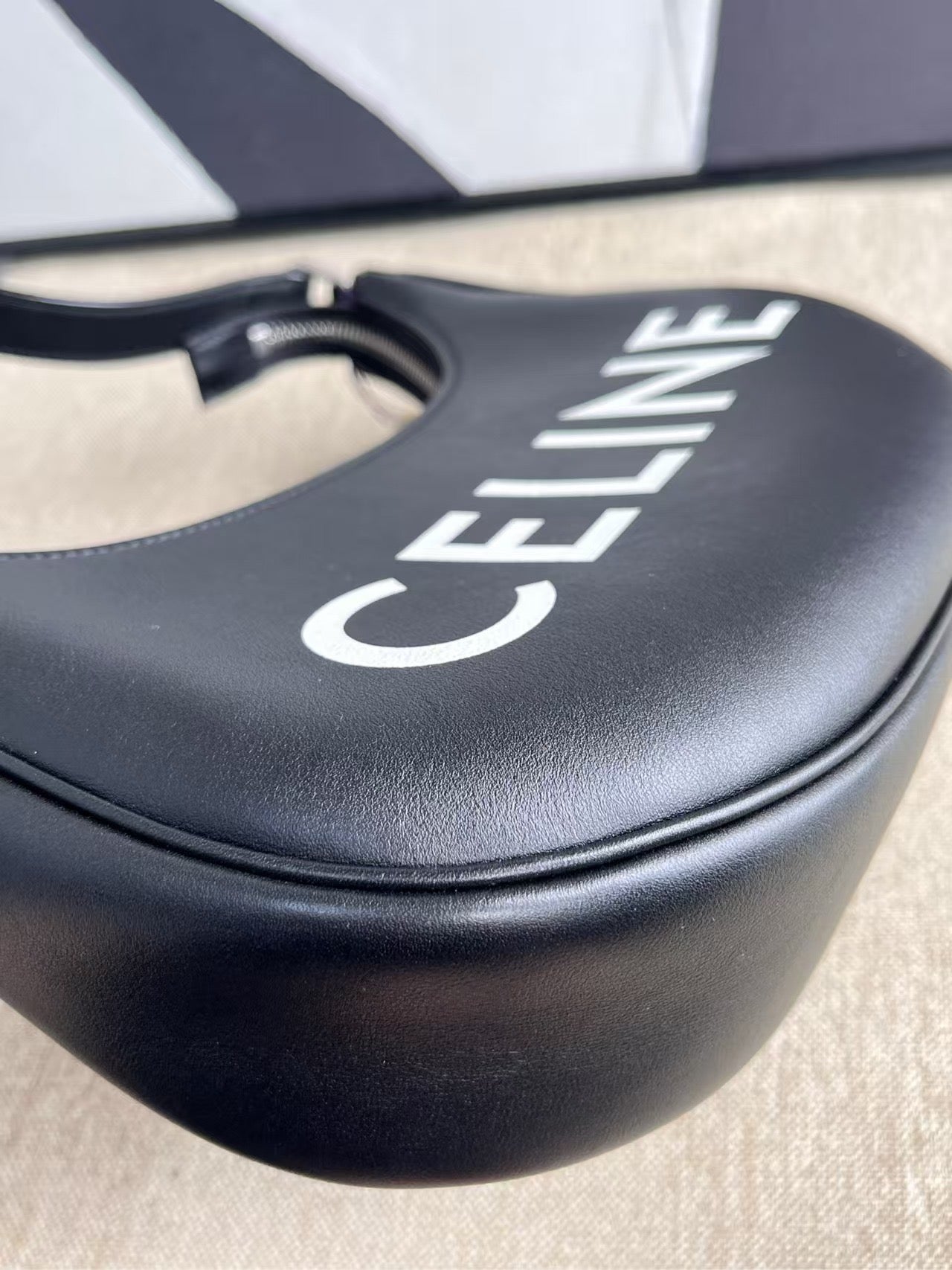 Luxury CELINE Black Leather Underarm Shoulder Bag