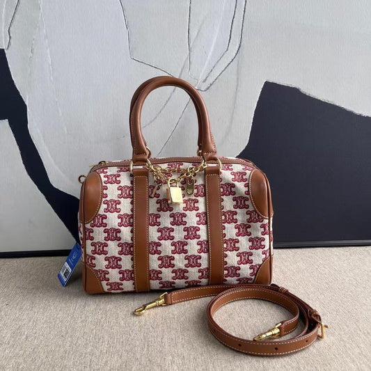 Luxury CELINE Boston Two-Way Bag in Brown Monogram Canvas