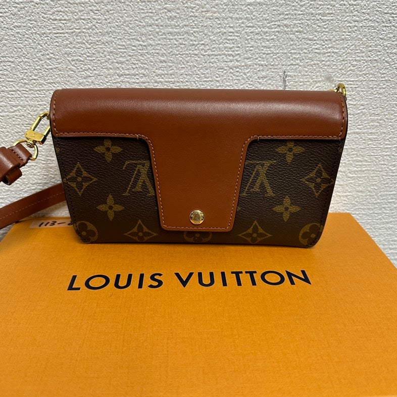 Louis Vuitton V7777 Monogram Chocolate Leather Shoulder Bag