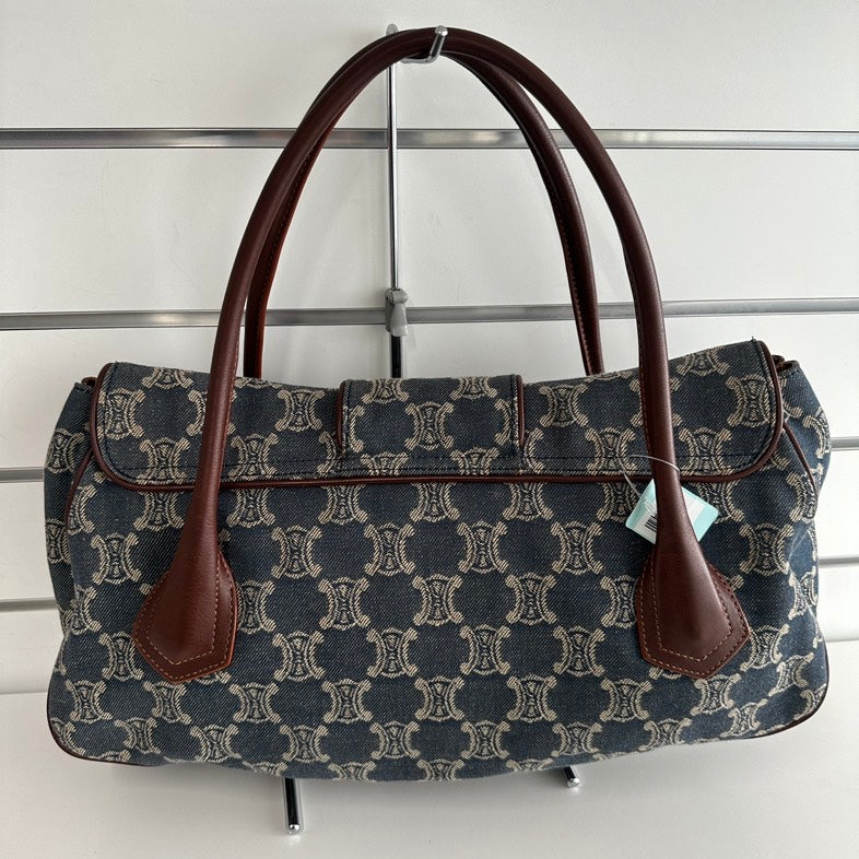 Luxury CELINE Macadam Canvas and Leather Hobo Bag in Blue - Collection
